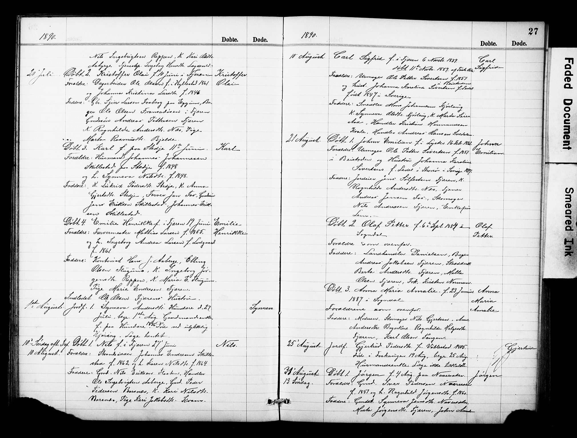 Sogndal sokneprestembete, AV/SAB-A-81301/H/Hab/Haba/L0001: Parish register (copy) no. A 1, 1887-1907, p. 27