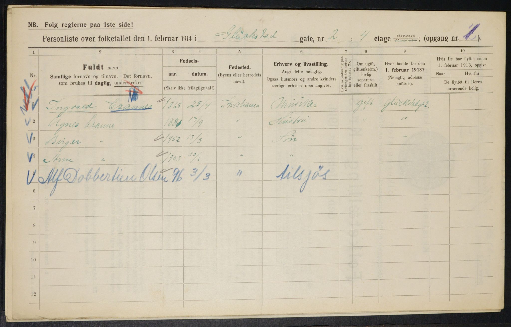 OBA, Municipal Census 1914 for Kristiania, 1914, p. 29508