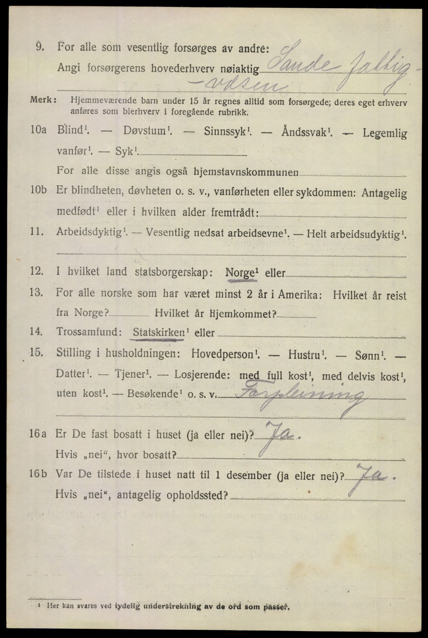 SAKO, 1920 census for Sande, 1920, p. 5877