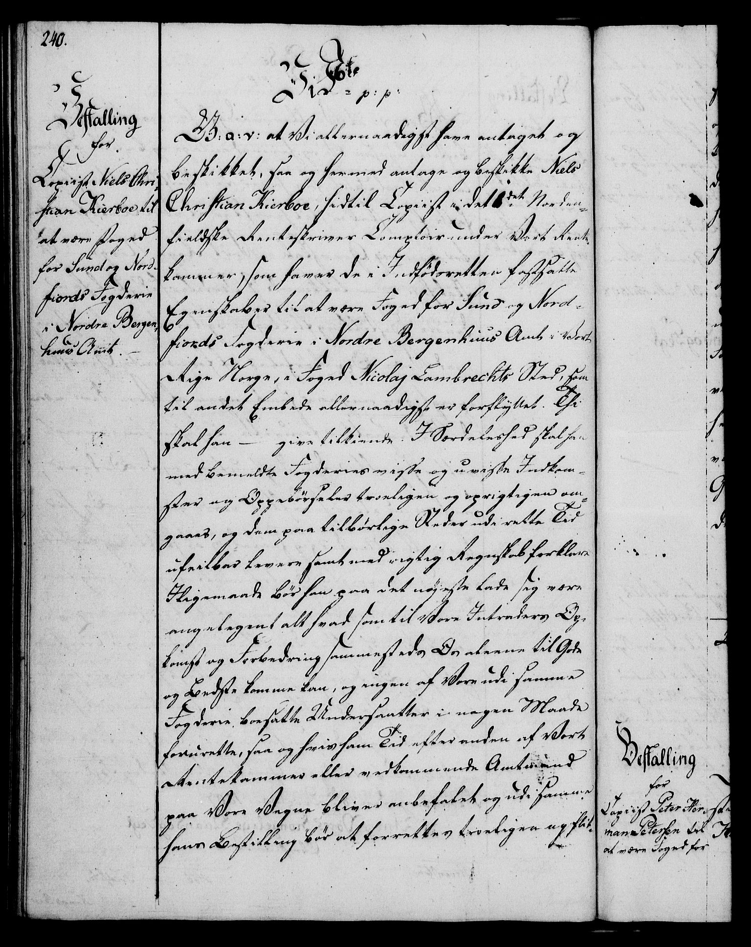 Rentekammeret, Kammerkanselliet, RA/EA-3111/G/Gg/Gge/L0006: Norsk bestallingsprotokoll med register (merket RK 53.30), 1773-1814, p. 240