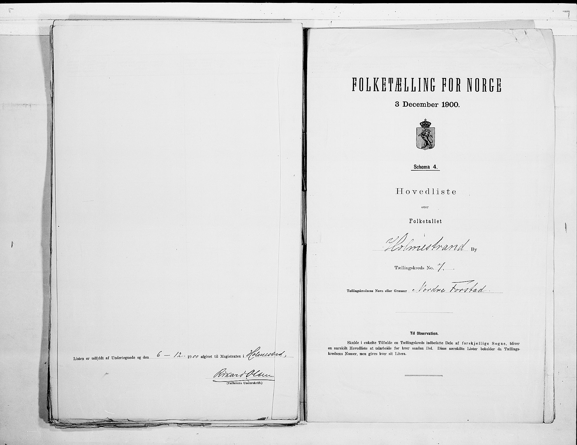 RA, 1900 census for Holmestrand, 1900, p. 16