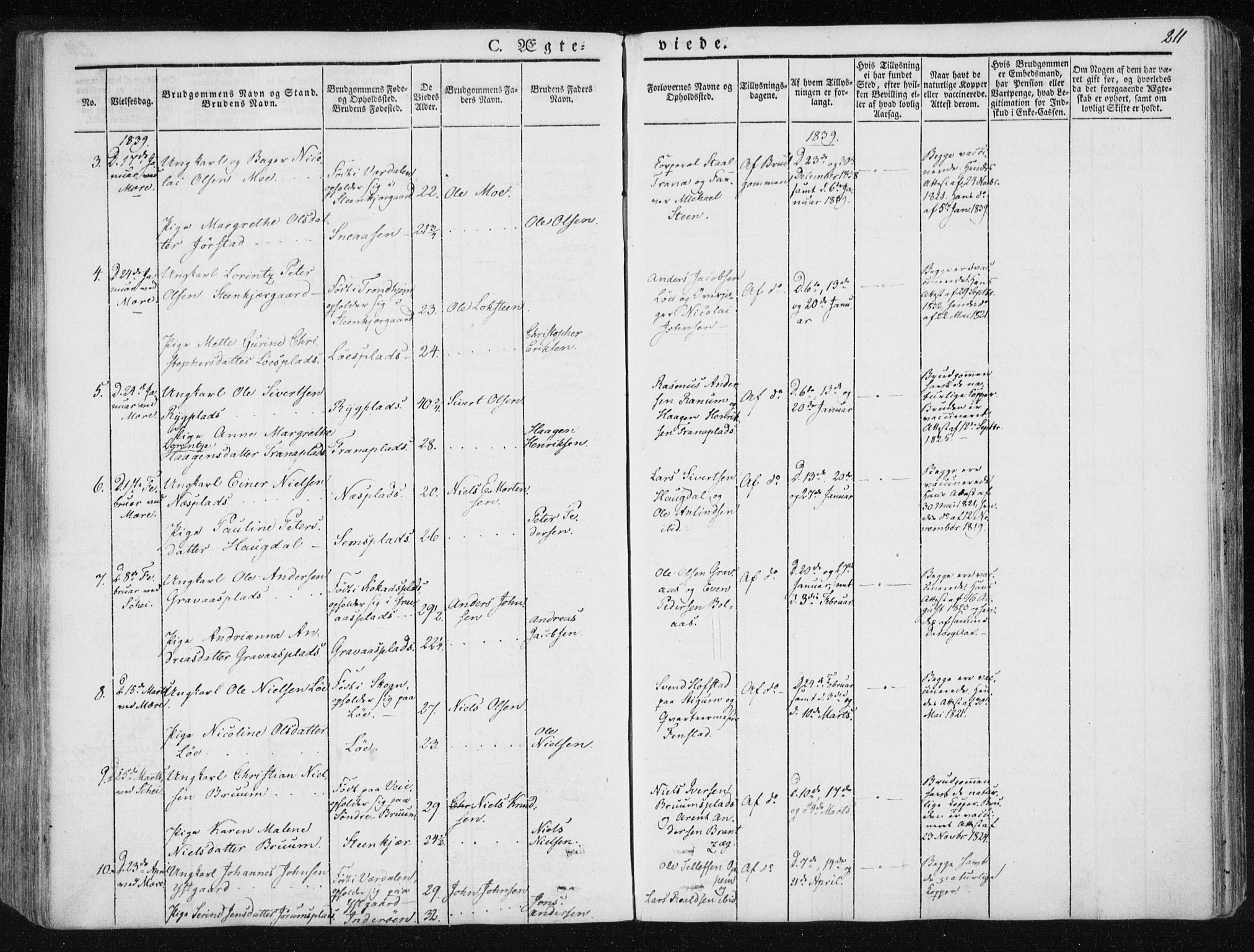 Ministerialprotokoller, klokkerbøker og fødselsregistre - Nord-Trøndelag, SAT/A-1458/735/L0339: Parish register (official) no. 735A06 /1, 1836-1848, p. 211