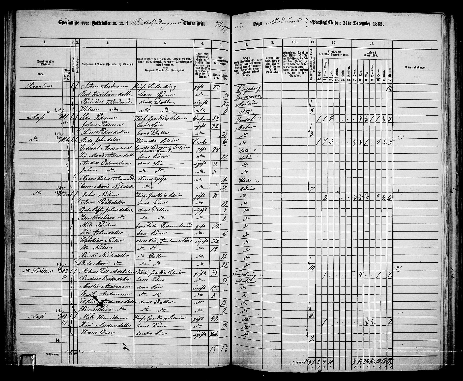 RA, 1865 census for Modum, 1865, p. 106