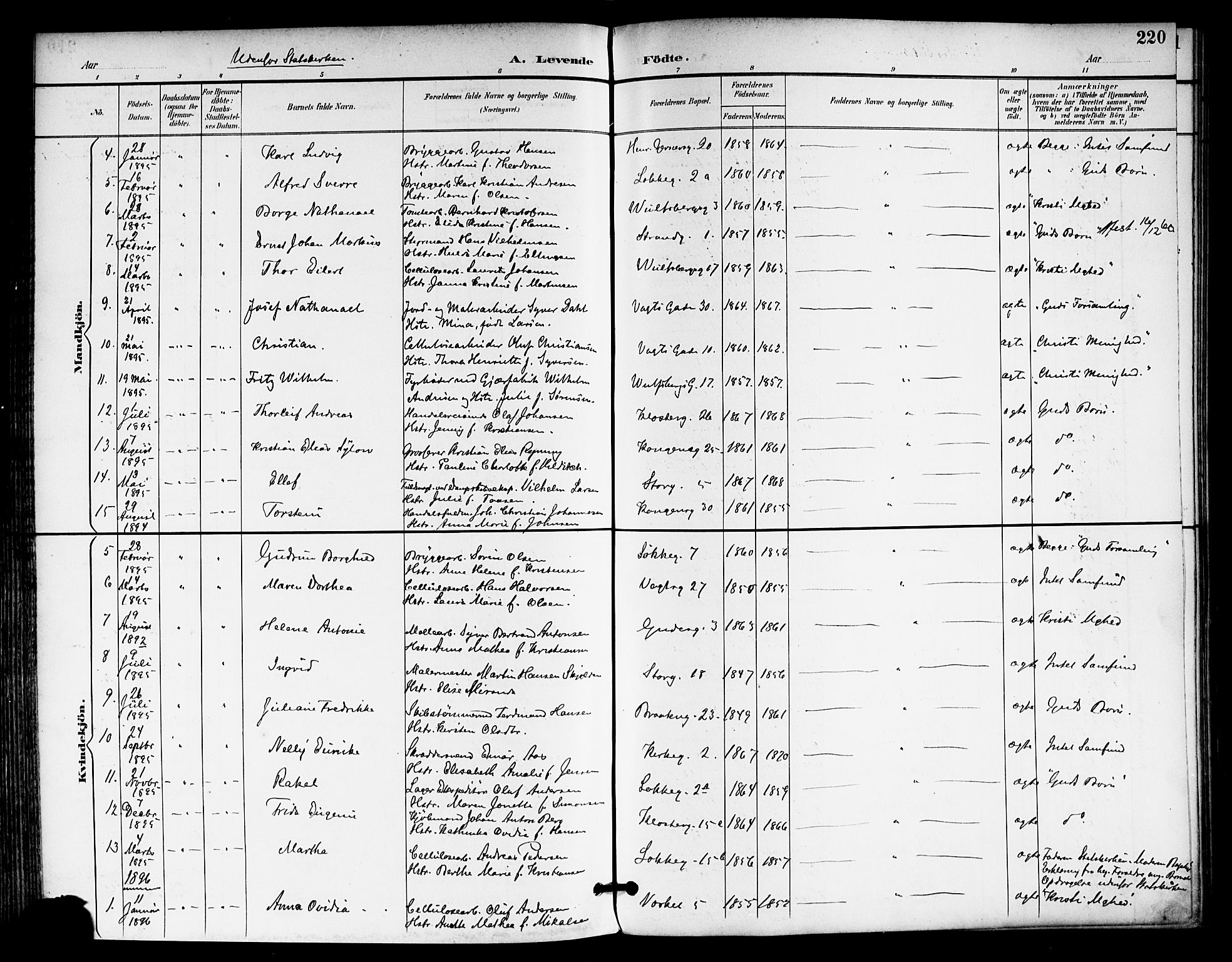 Moss prestekontor Kirkebøker, AV/SAO-A-2003/F/Fb/L0003: Parish register (official) no. II 3, 1894-1901, p. 220