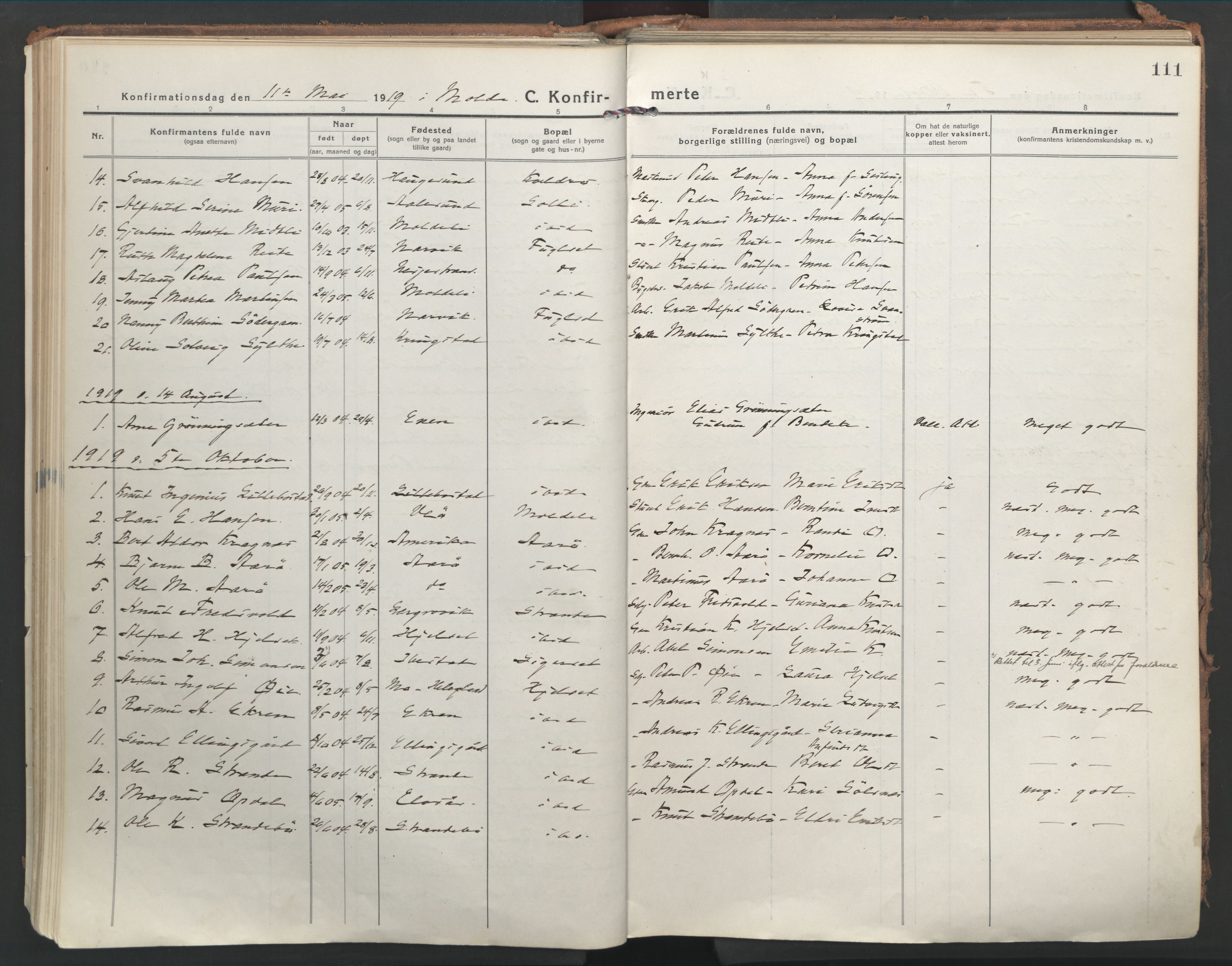 Ministerialprotokoller, klokkerbøker og fødselsregistre - Møre og Romsdal, AV/SAT-A-1454/555/L0659: Parish register (official) no. 555A10, 1917-1971, p. 111