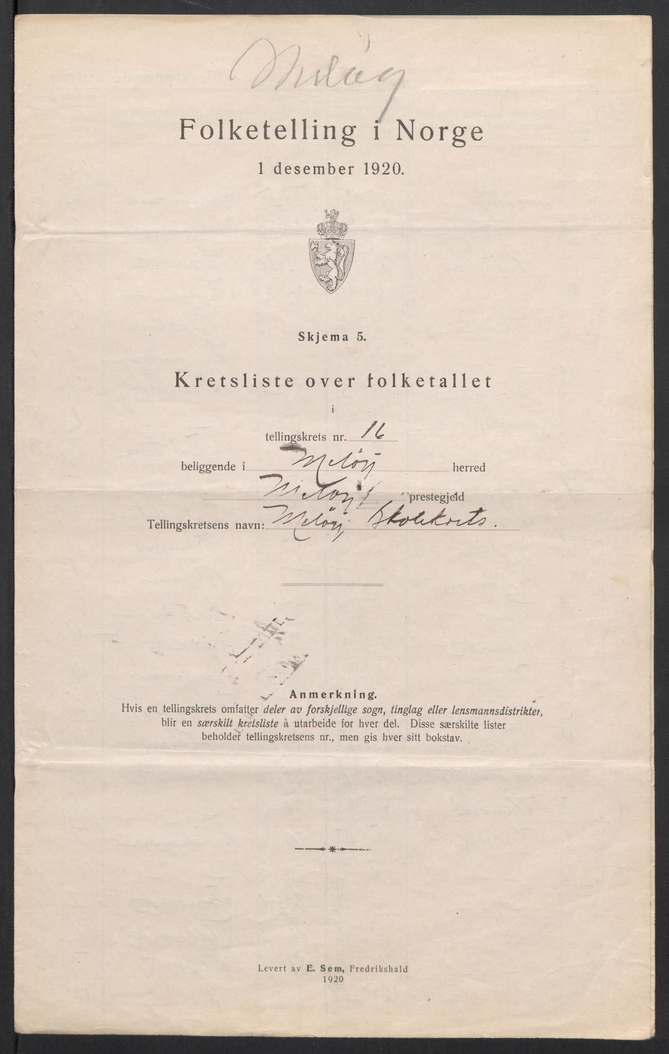 SAT, 1920 census for Meløy, 1920, p. 54