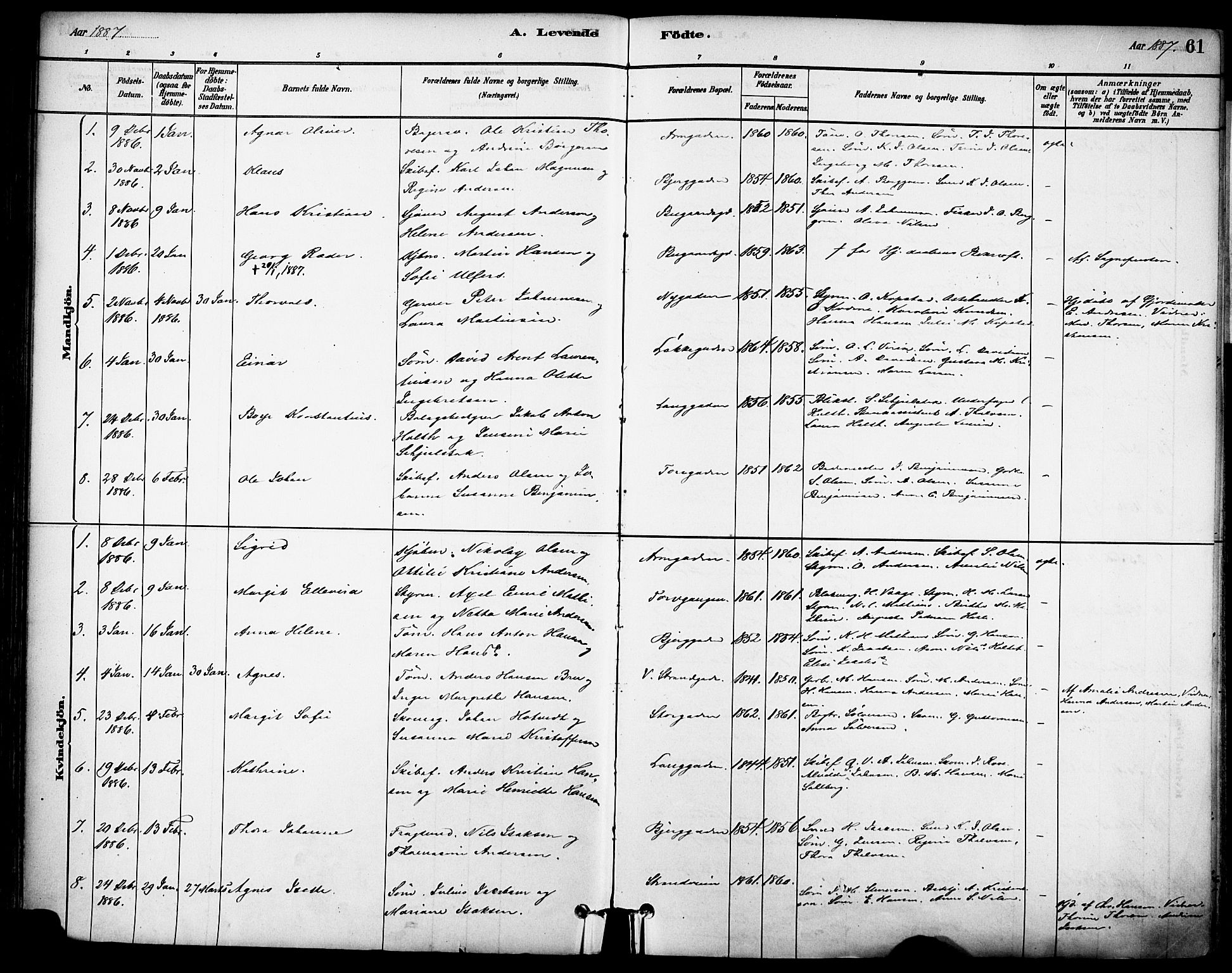 Sandefjord kirkebøker, AV/SAKO-A-315/F/Fa/L0002: Parish register (official) no. 2, 1880-1894, p. 61