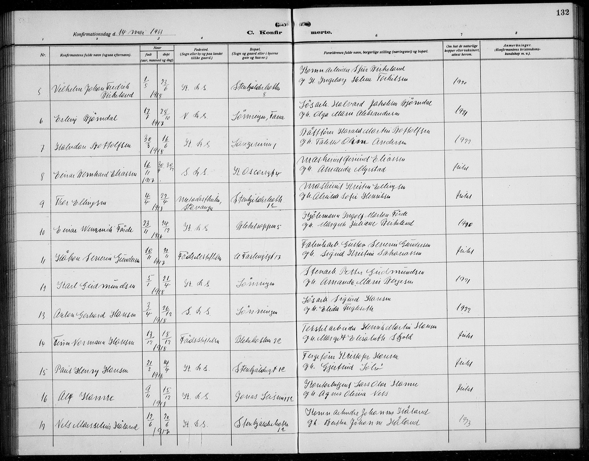 Korskirken sokneprestembete, AV/SAB-A-76101/H/Hab: Parish register (copy) no. C 6, 1918-1941, p. 132