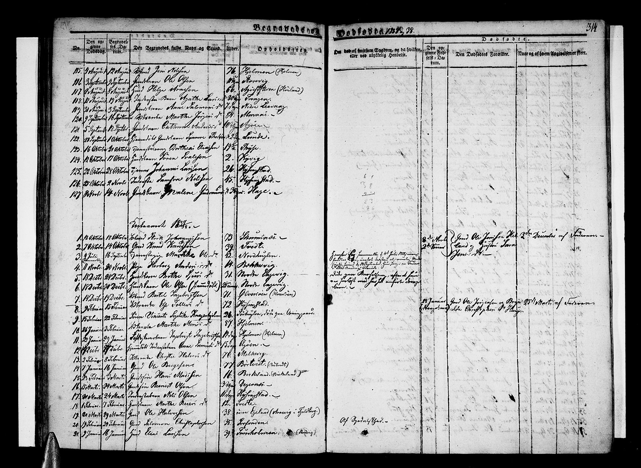Stord sokneprestembete, SAB/A-78201/H/Haa: Parish register (official) no. A 6, 1826-1840, p. 314