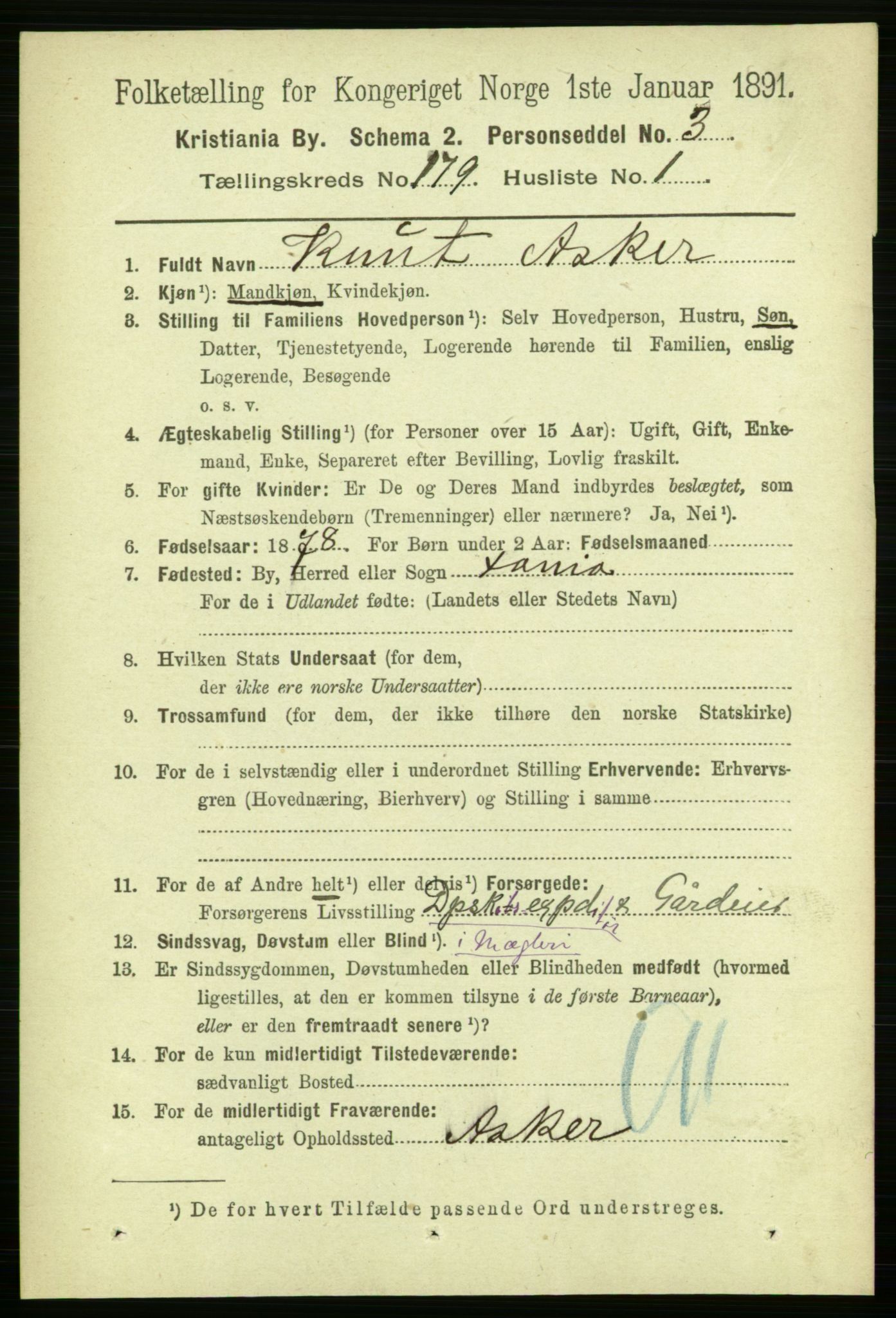 RA, 1891 census for 0301 Kristiania, 1891, p. 107937