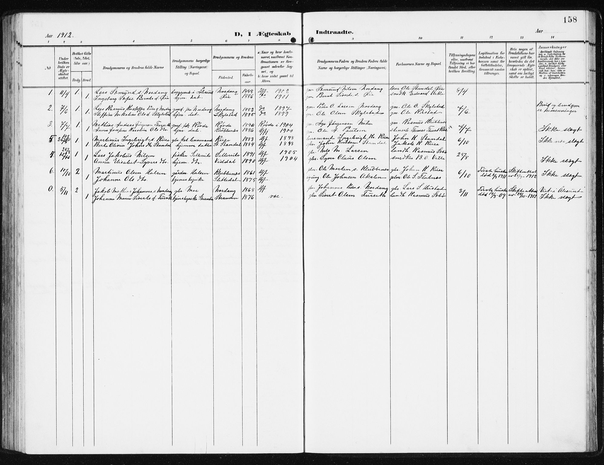 Ministerialprotokoller, klokkerbøker og fødselsregistre - Møre og Romsdal, SAT/A-1454/515/L0216: Parish register (copy) no. 515C03, 1906-1941, p. 158
