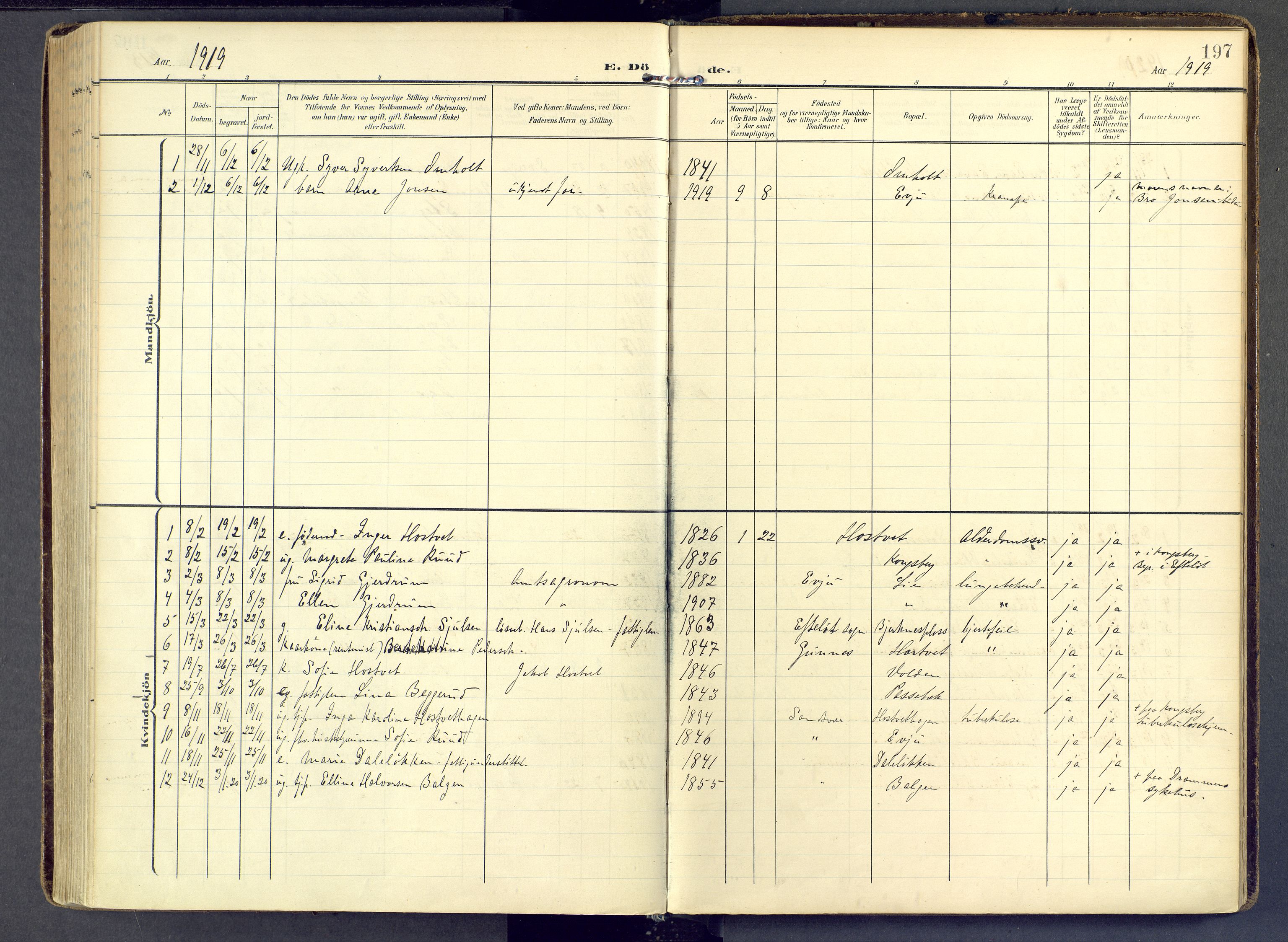 Sandsvær kirkebøker, AV/SAKO-A-244/F/Fb/L0002: Parish register (official) no. II 2, 1906-1956, p. 197