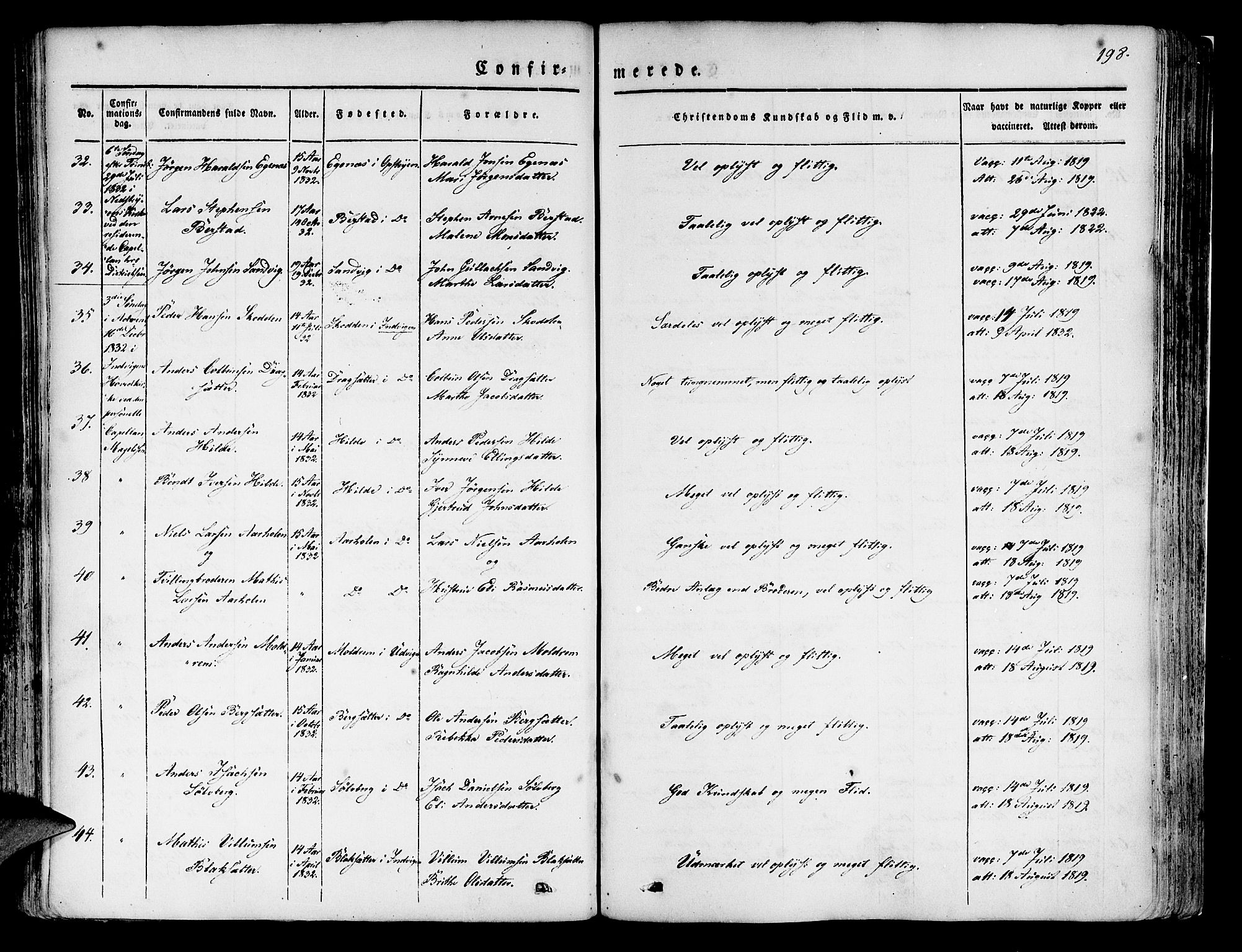 Innvik sokneprestembete, SAB/A-80501: Parish register (official) no. A 4I, 1831-1846, p. 198