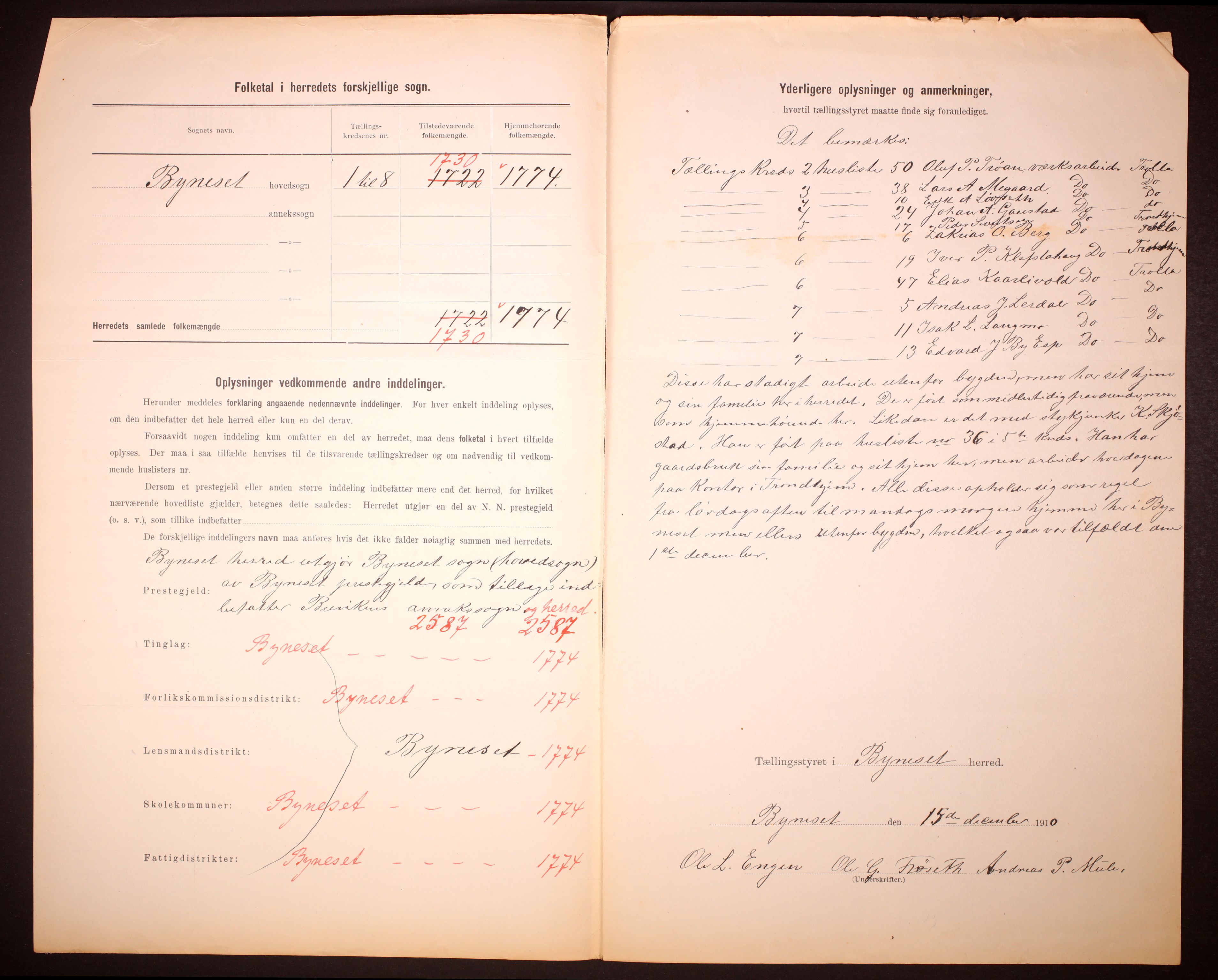 RA, 1910 census for Byneset, 1910, p. 3