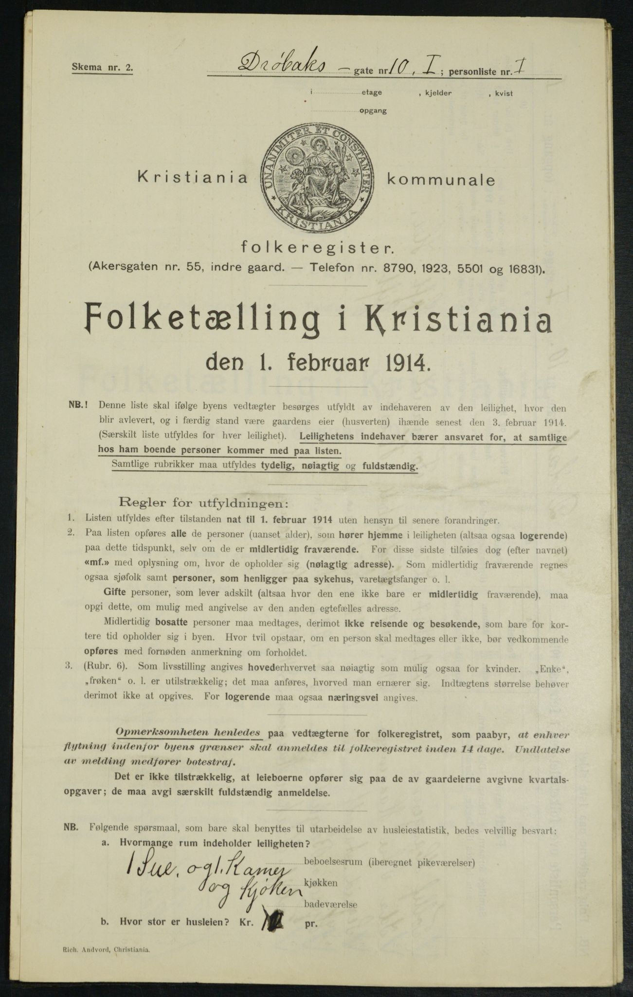 OBA, Municipal Census 1914 for Kristiania, 1914, p. 17600