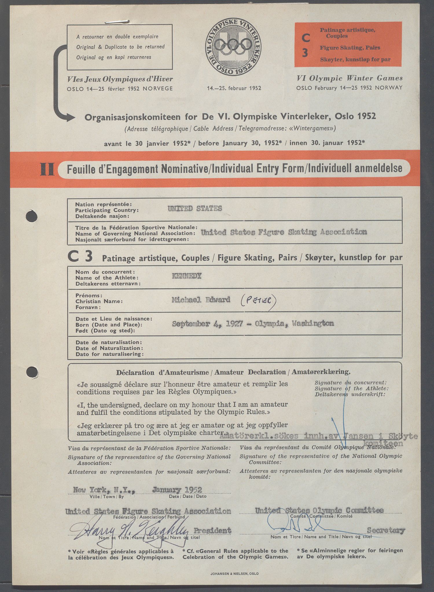 Organisasjonskomiteen for de VI. olympiske vinterleker, OBA/A-20130/H/Ha, 1951-1952, p. 1339