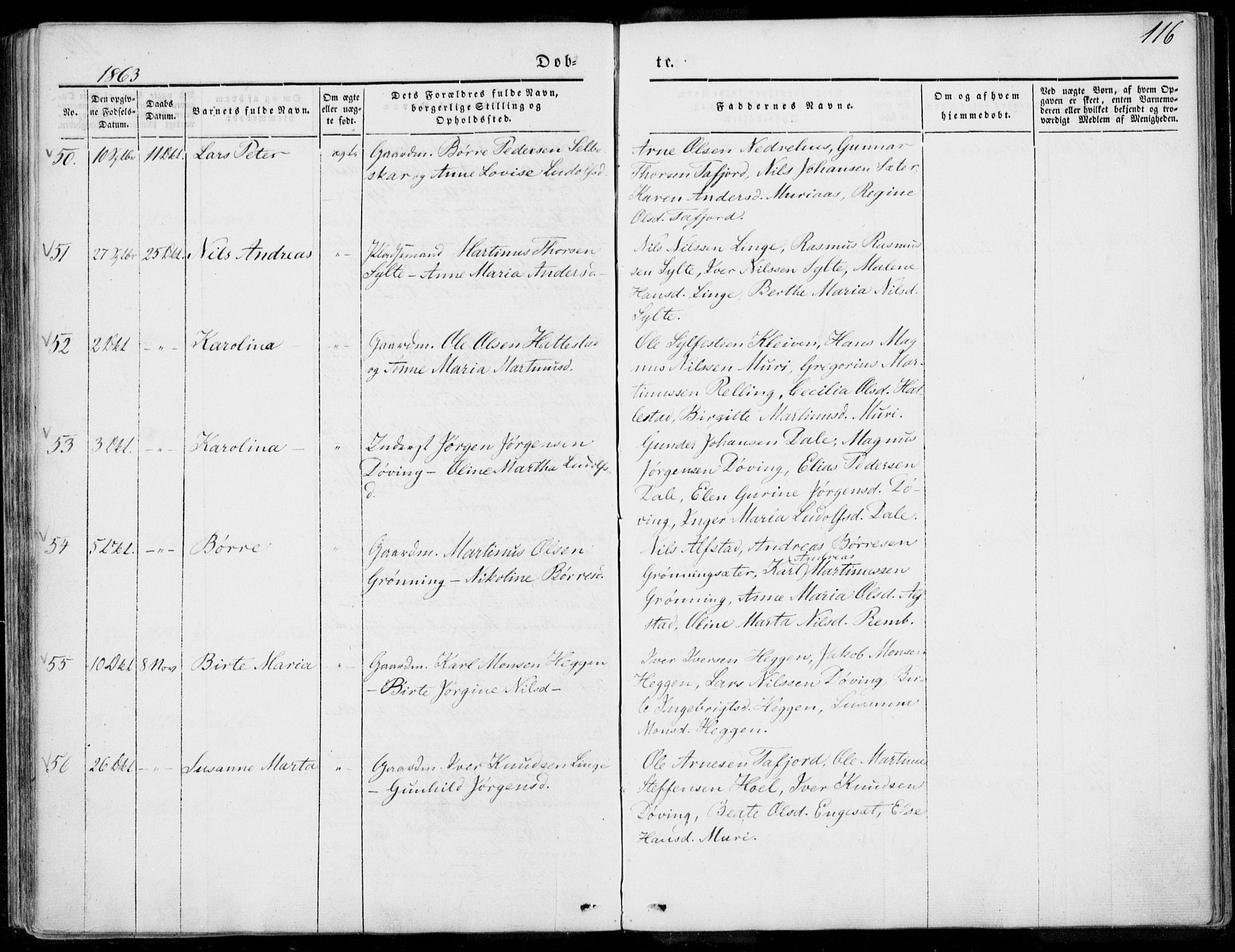 Ministerialprotokoller, klokkerbøker og fødselsregistre - Møre og Romsdal, SAT/A-1454/519/L0249: Parish register (official) no. 519A08, 1846-1868, p. 116