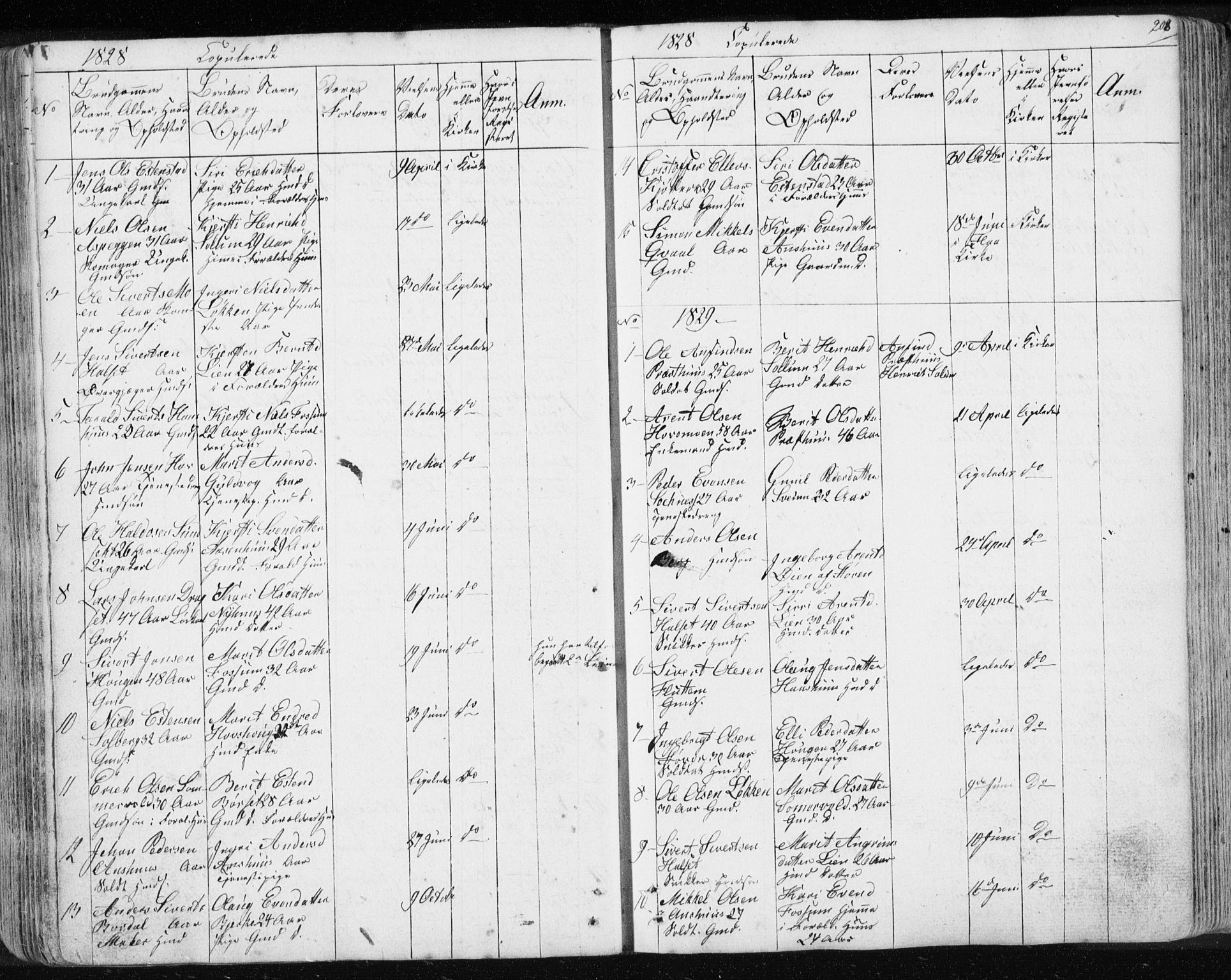 Ministerialprotokoller, klokkerbøker og fødselsregistre - Sør-Trøndelag, SAT/A-1456/689/L1043: Parish register (copy) no. 689C02, 1816-1892, p. 208