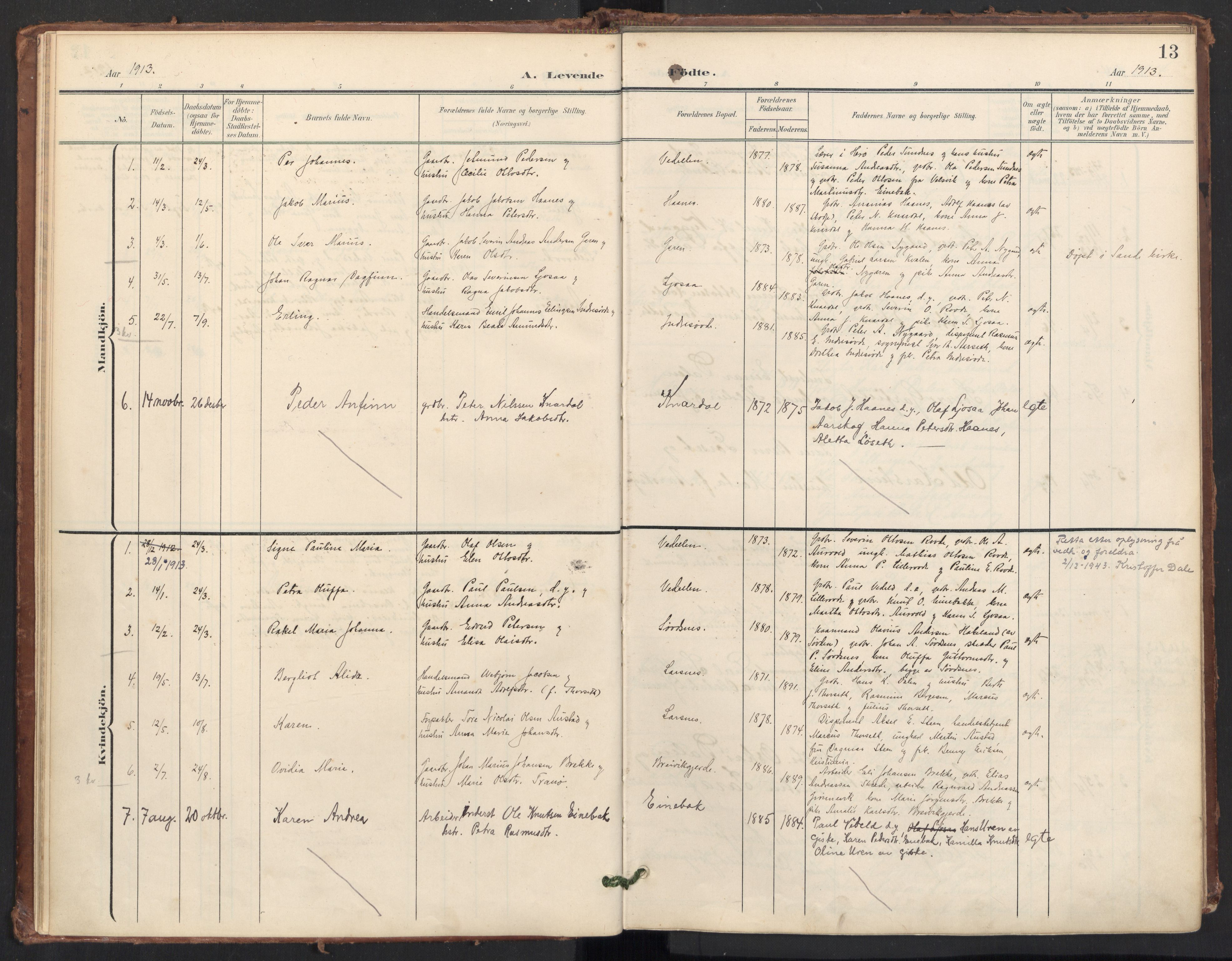 Ministerialprotokoller, klokkerbøker og fødselsregistre - Møre og Romsdal, AV/SAT-A-1454/504/L0057: Parish register (official) no. 504A04, 1902-1919, p. 13