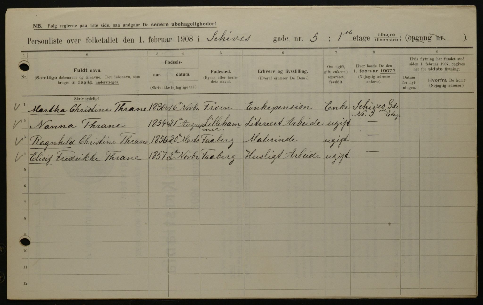 OBA, Municipal Census 1908 for Kristiania, 1908, p. 80734