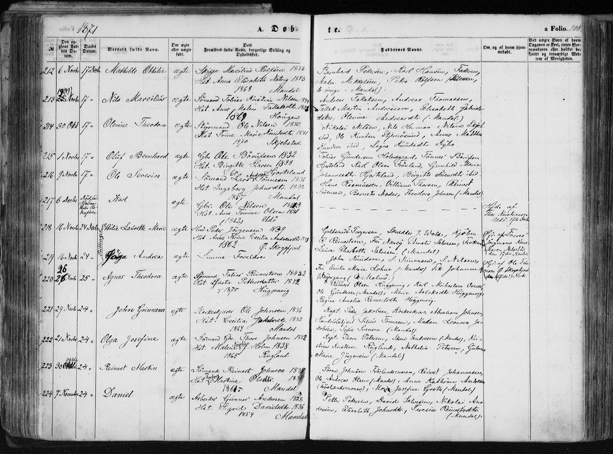 Mandal sokneprestkontor, AV/SAK-1111-0030/F/Fa/Faa/L0014: Parish register (official) no. A 14, 1859-1872, p. 200