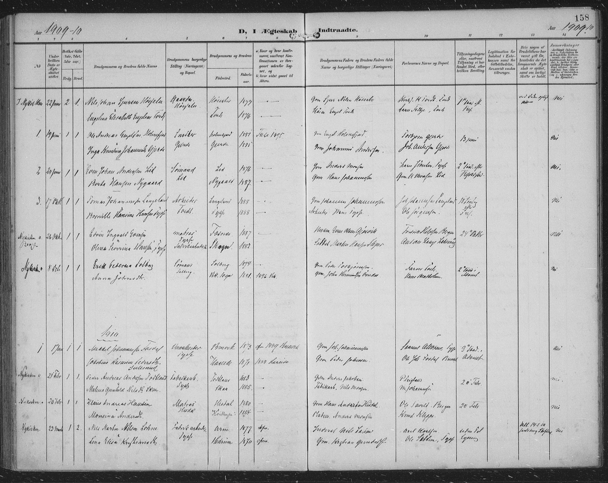 Samnanger Sokneprestembete, SAB/A-77501/H/Haa: Parish register (official) no. A 2, 1902-1918, p. 158