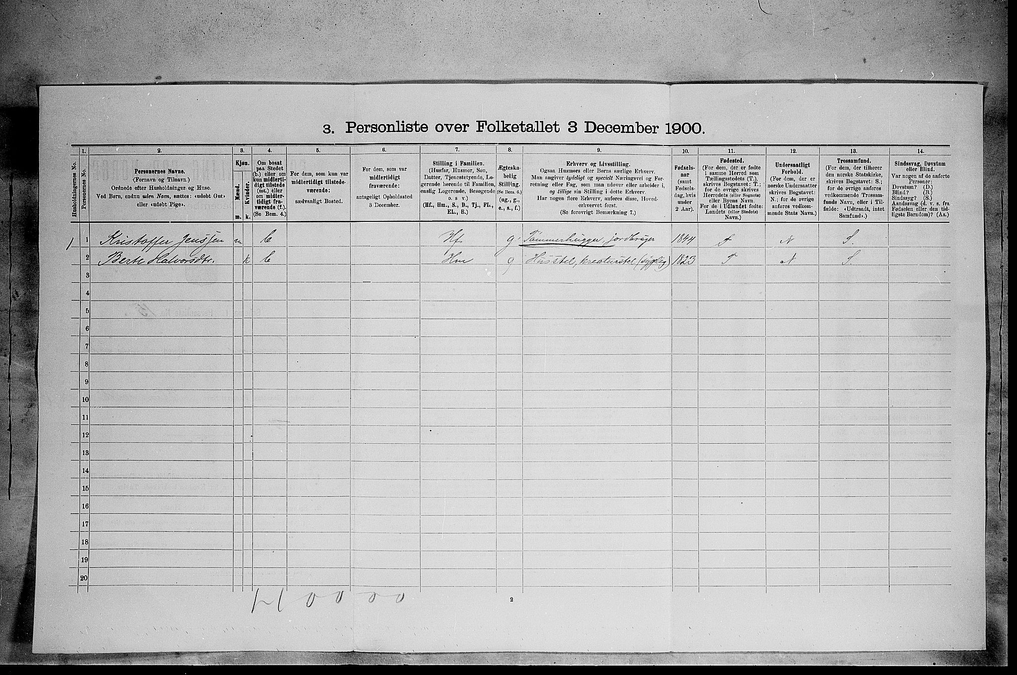 SAH, 1900 census for Elverum, 1900, p. 105