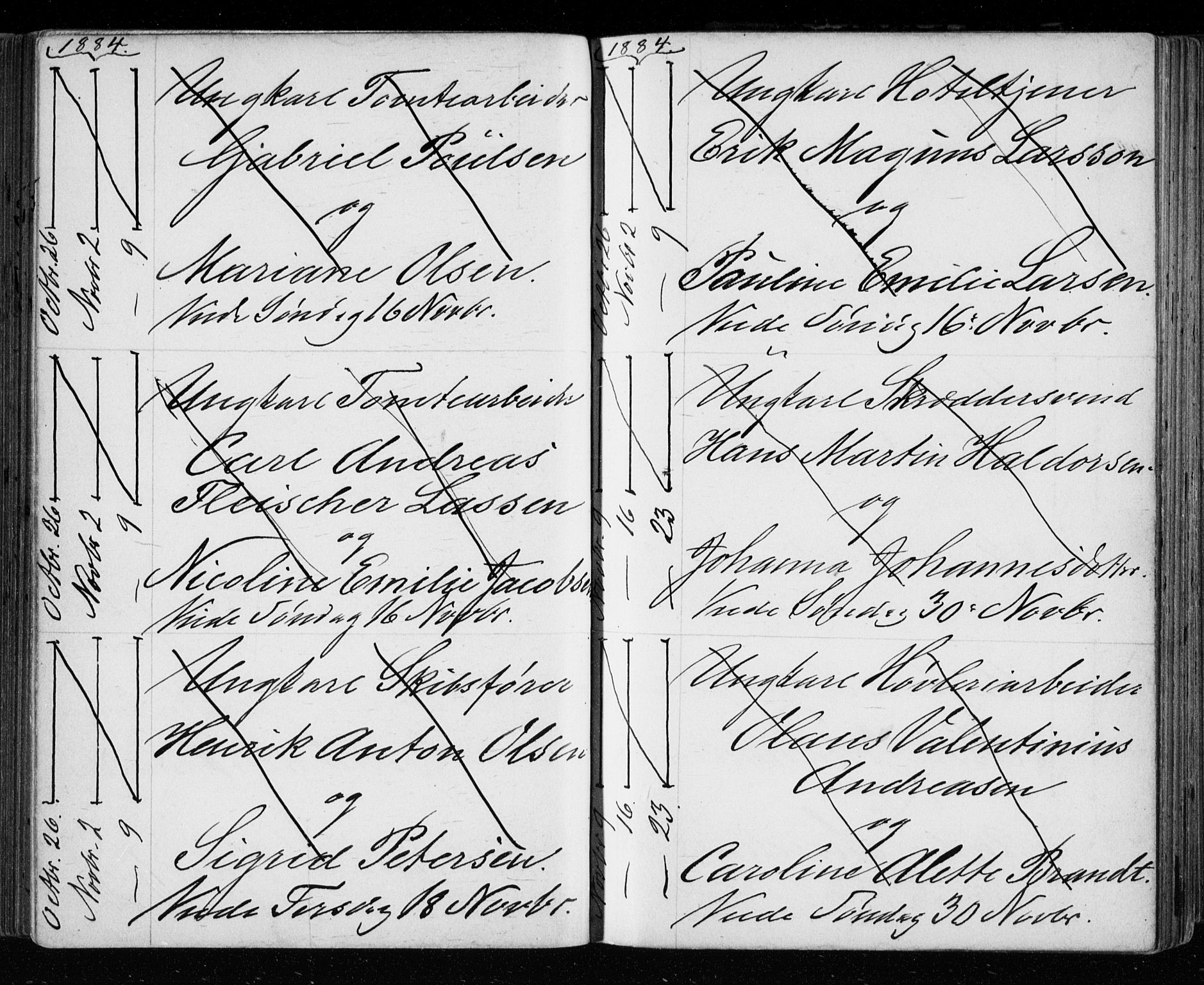 Bragernes kirkebøker, AV/SAKO-A-6/H/Ha/L0006: Banns register no. 6, 1873-1896