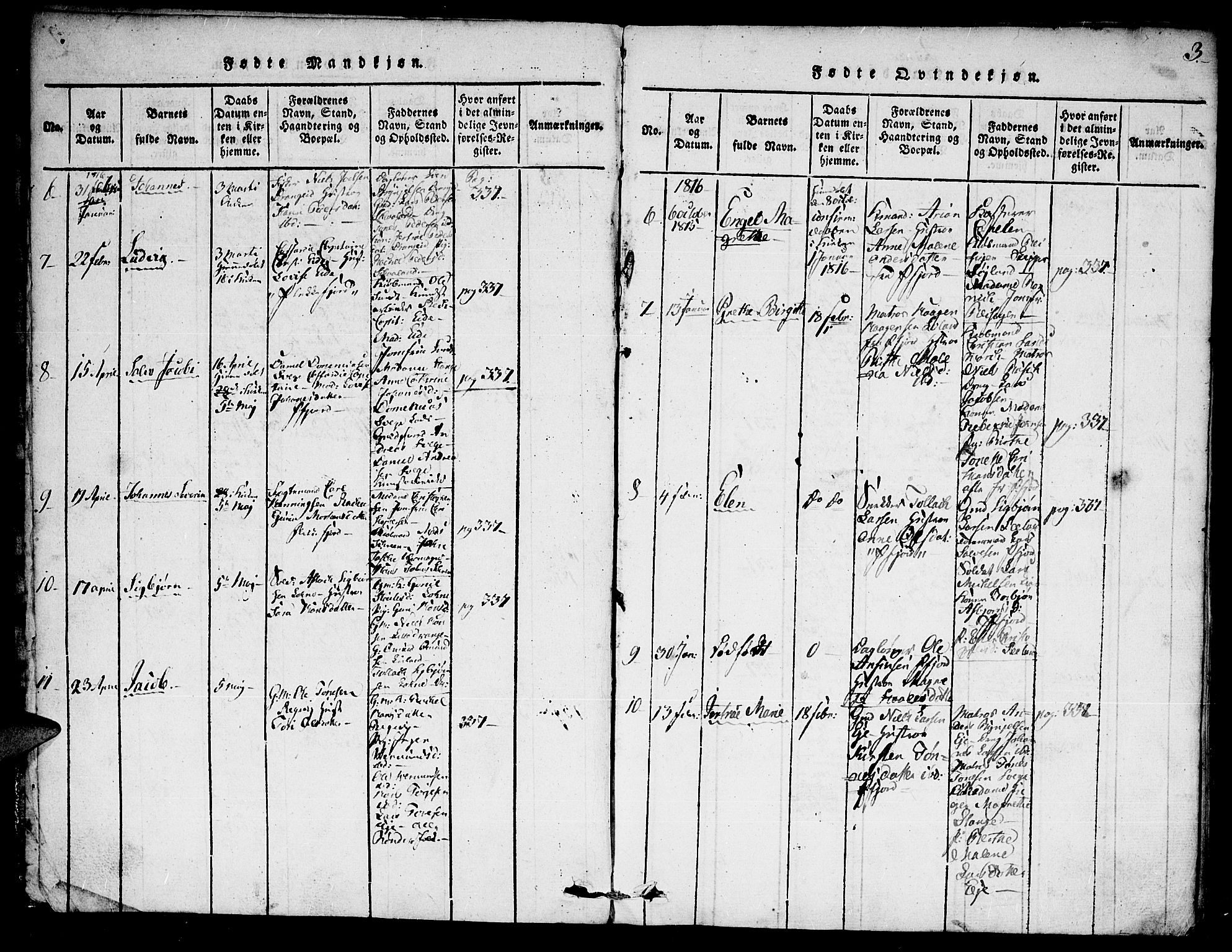 Flekkefjord sokneprestkontor, SAK/1111-0012/F/Fa/Fac/L0002: Parish register (official) no. A 2, 1815-1826, p. 3