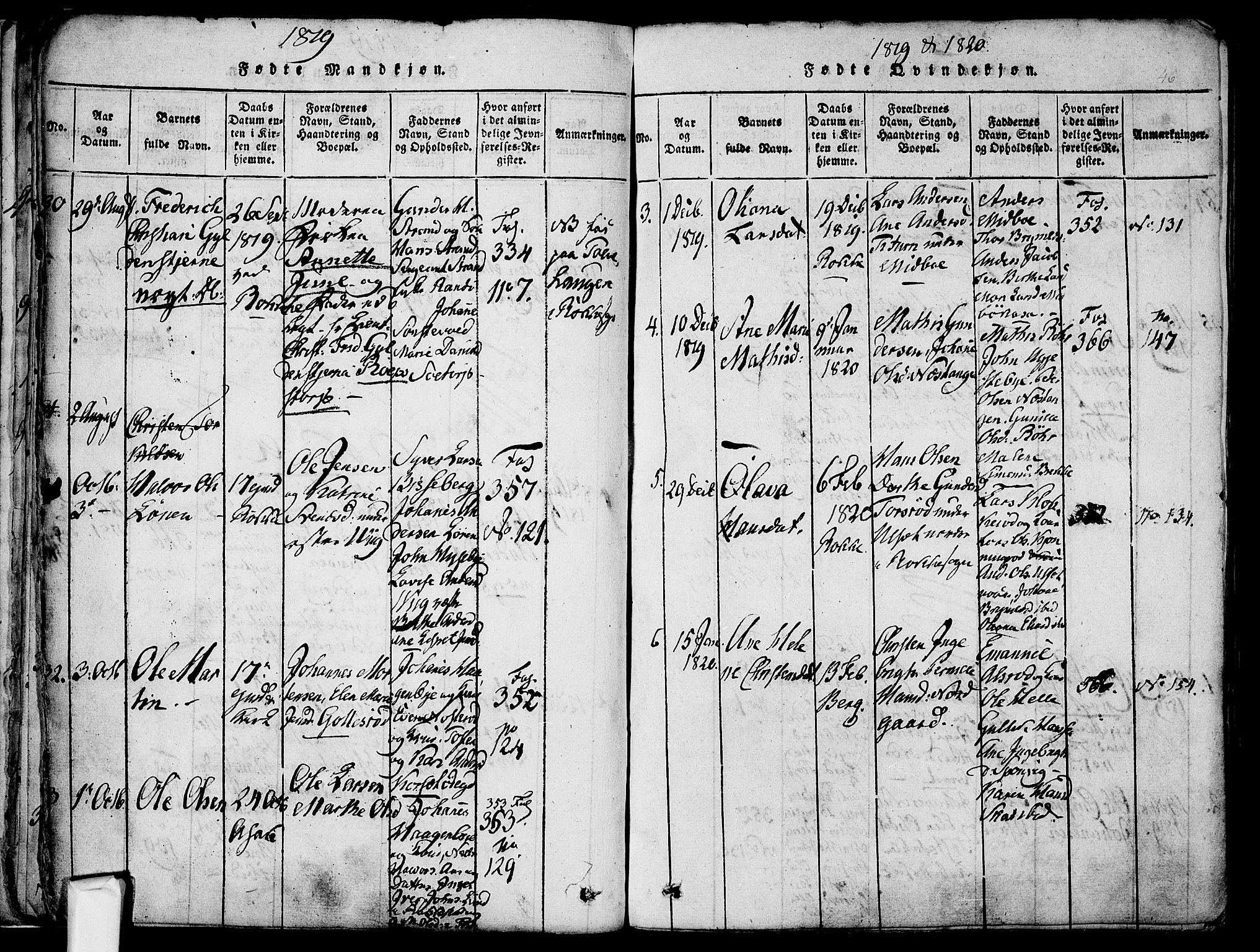 Berg prestekontor Kirkebøker, AV/SAO-A-10902/F/Fa/L0002: Parish register (official) no. I 2, 1815-1831, p. 46