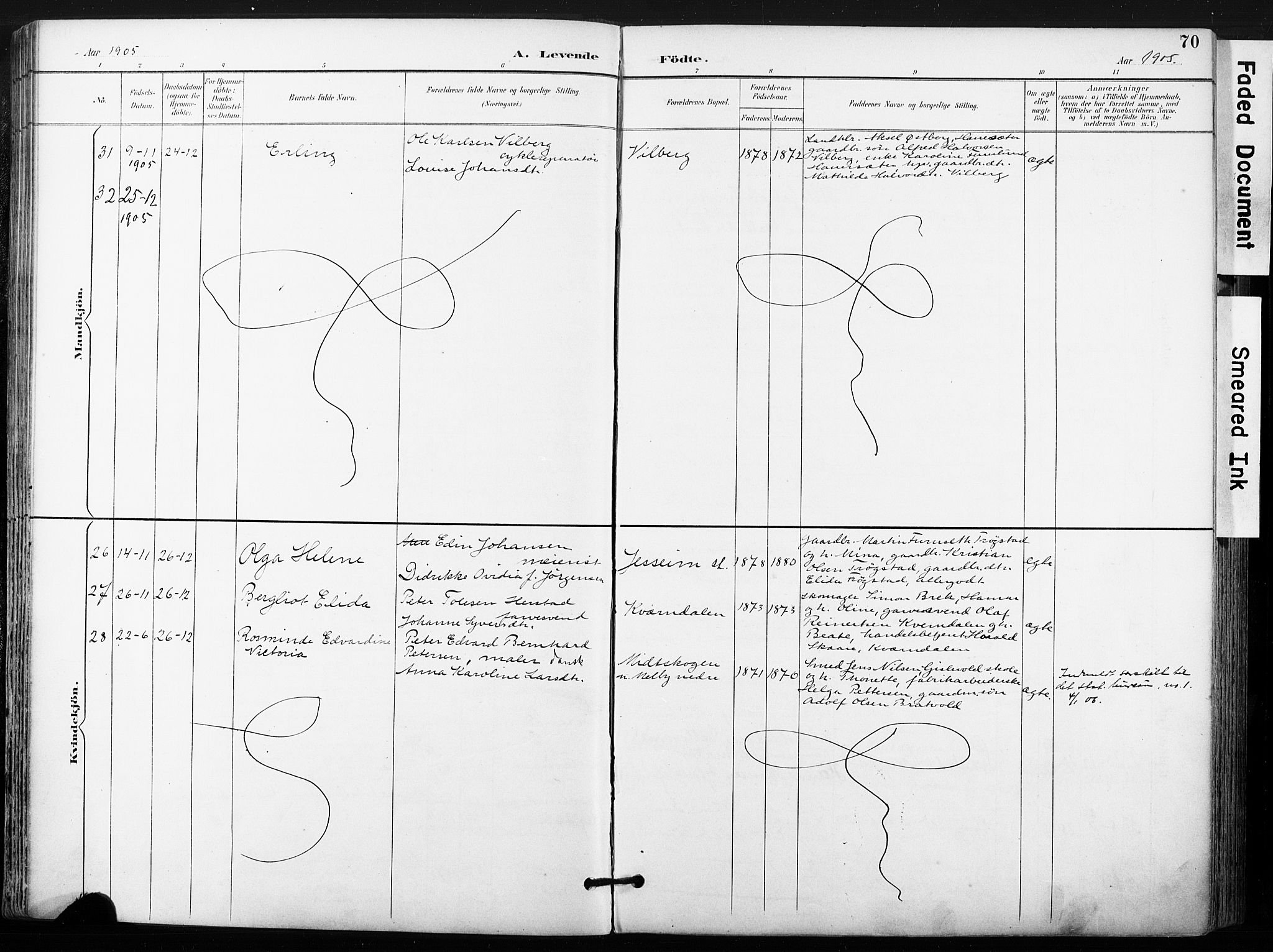 Ullensaker prestekontor Kirkebøker, AV/SAO-A-10236a/F/Fb/L0002: Parish register (official) no. II 2, 1894-1909, p. 70