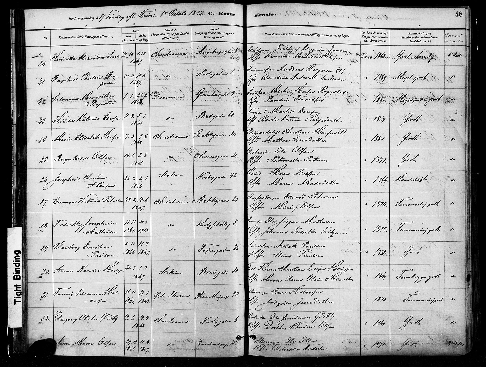 Grønland prestekontor Kirkebøker, AV/SAO-A-10848/F/Fa/L0008: Parish register (official) no. 8, 1881-1893, p. 48