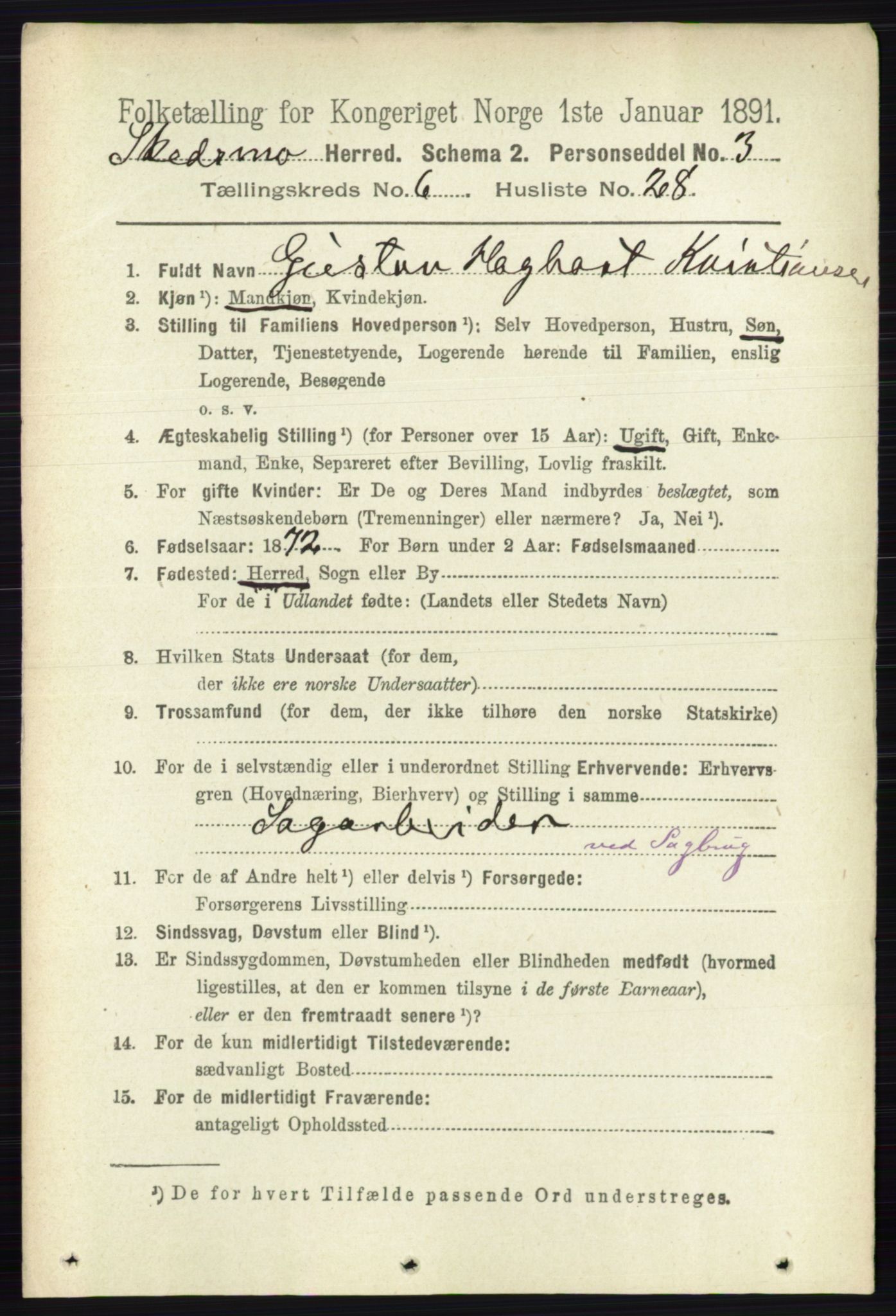 RA, 1891 census for 0231 Skedsmo, 1891, p. 2932