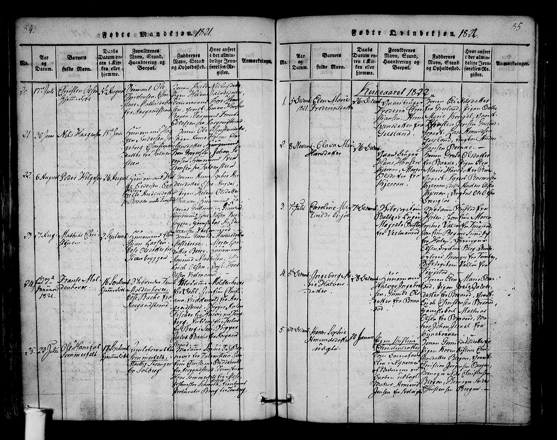 Borre kirkebøker, SAKO/A-338/F/Fa/L0004: Parish register (official) no. I 4, 1815-1845, p. 84-85