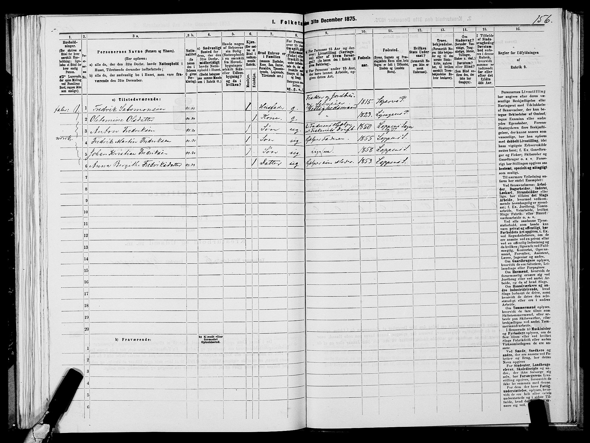 SATØ, 1875 census for 2014P Loppa, 1875, p. 2156