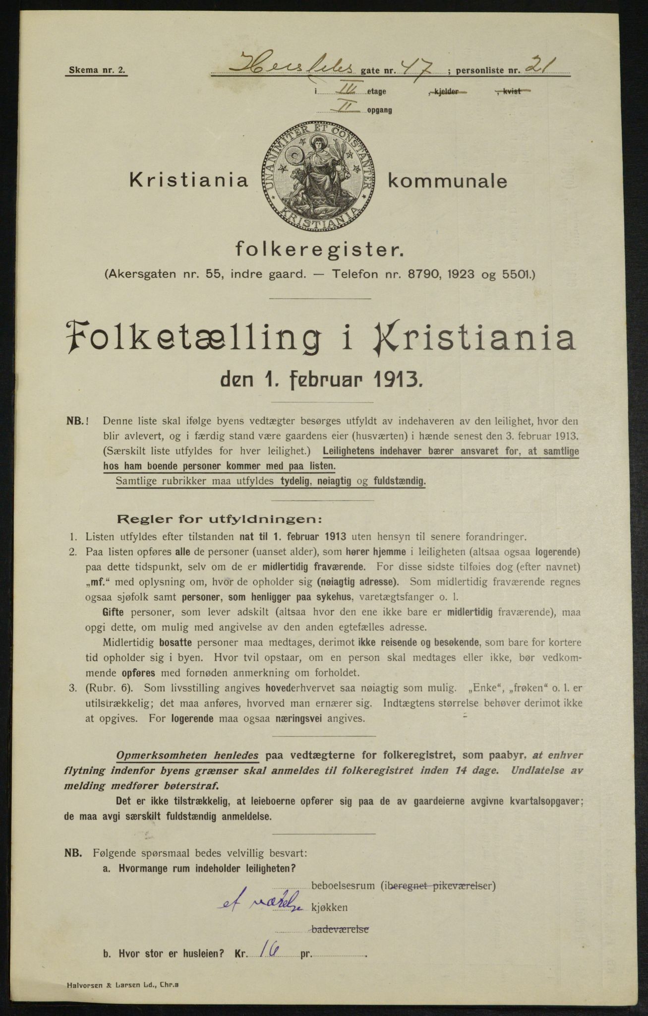 OBA, Municipal Census 1913 for Kristiania, 1913, p. 39661