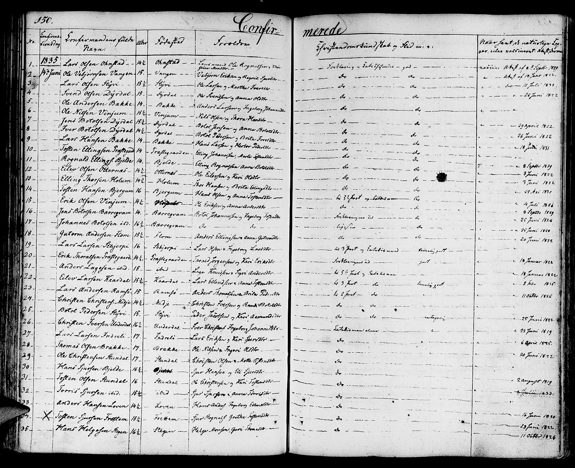 Aurland sokneprestembete, SAB/A-99937/H/Ha/Haa/L0006: Parish register (official) no. A 6, 1821-1859, p. 150