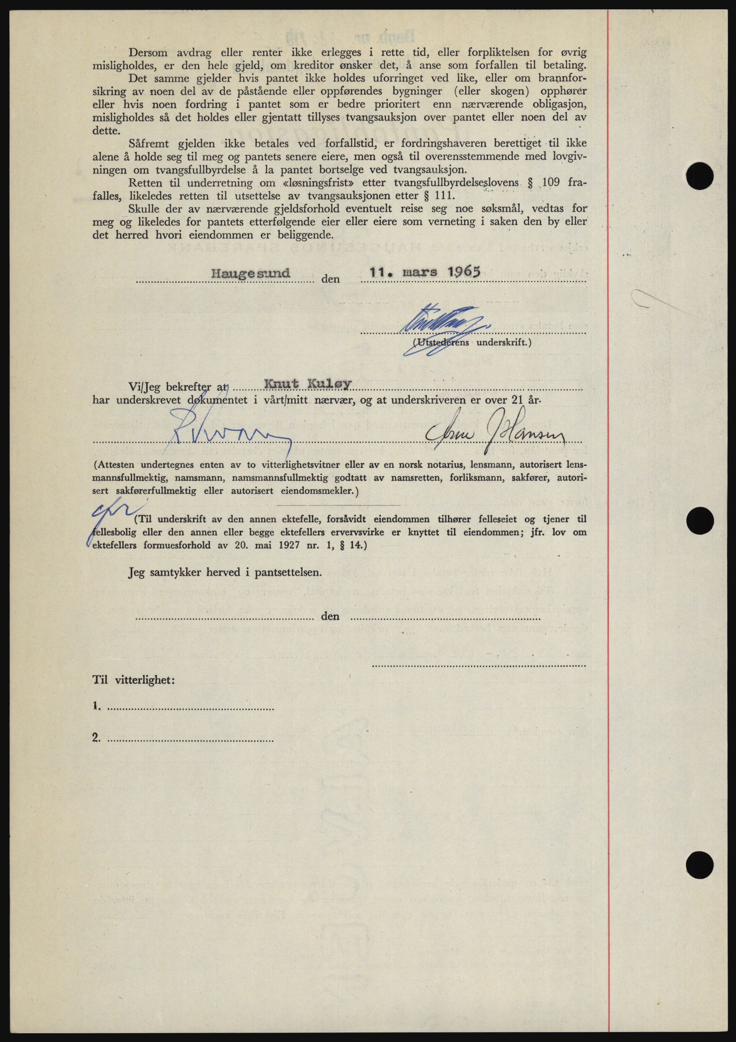 Haugesund tingrett, SAST/A-101415/01/II/IIC/L0053: Mortgage book no. B 53, 1965-1965, Diary no: : 1183/1965