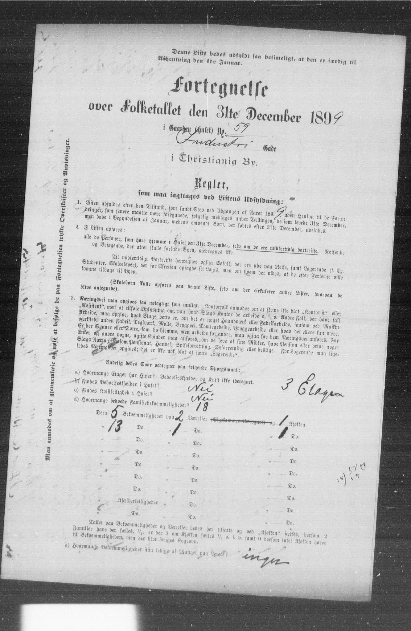 OBA, Municipal Census 1899 for Kristiania, 1899, p. 5726