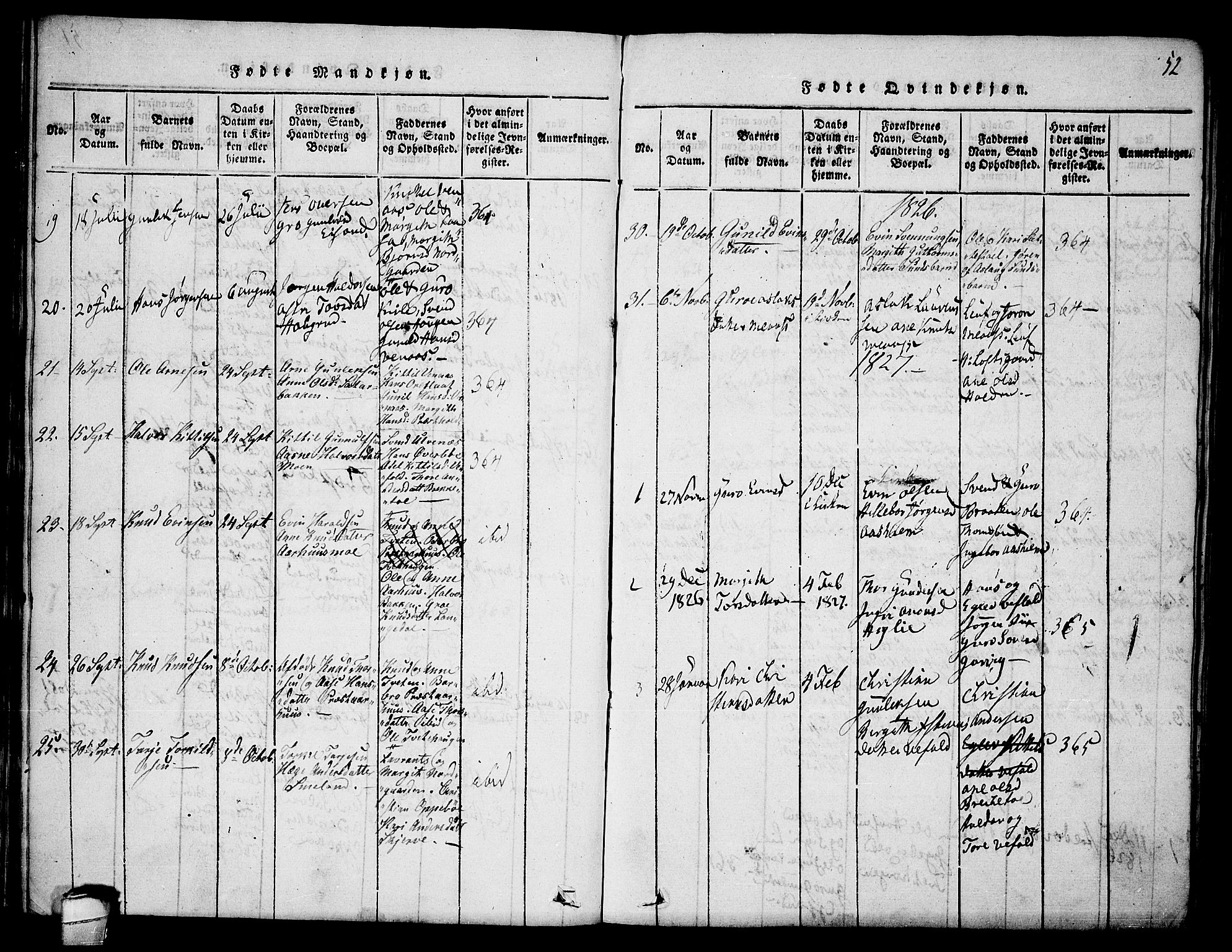 Seljord kirkebøker, SAKO/A-20/F/Fa/L0010: Parish register (official) no. I 10, 1815-1831, p. 52