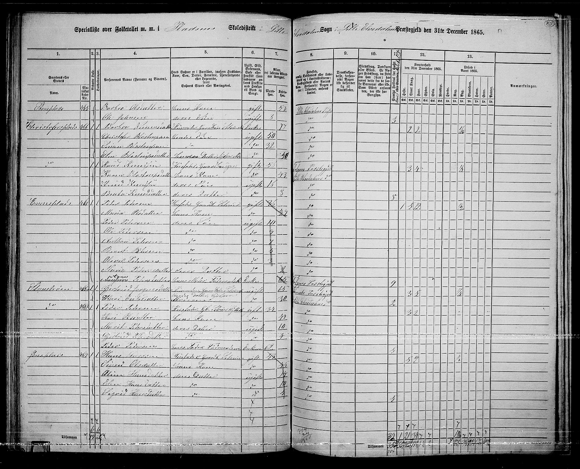 RA, 1865 census for Lille Elvedalen, 1865, p. 77