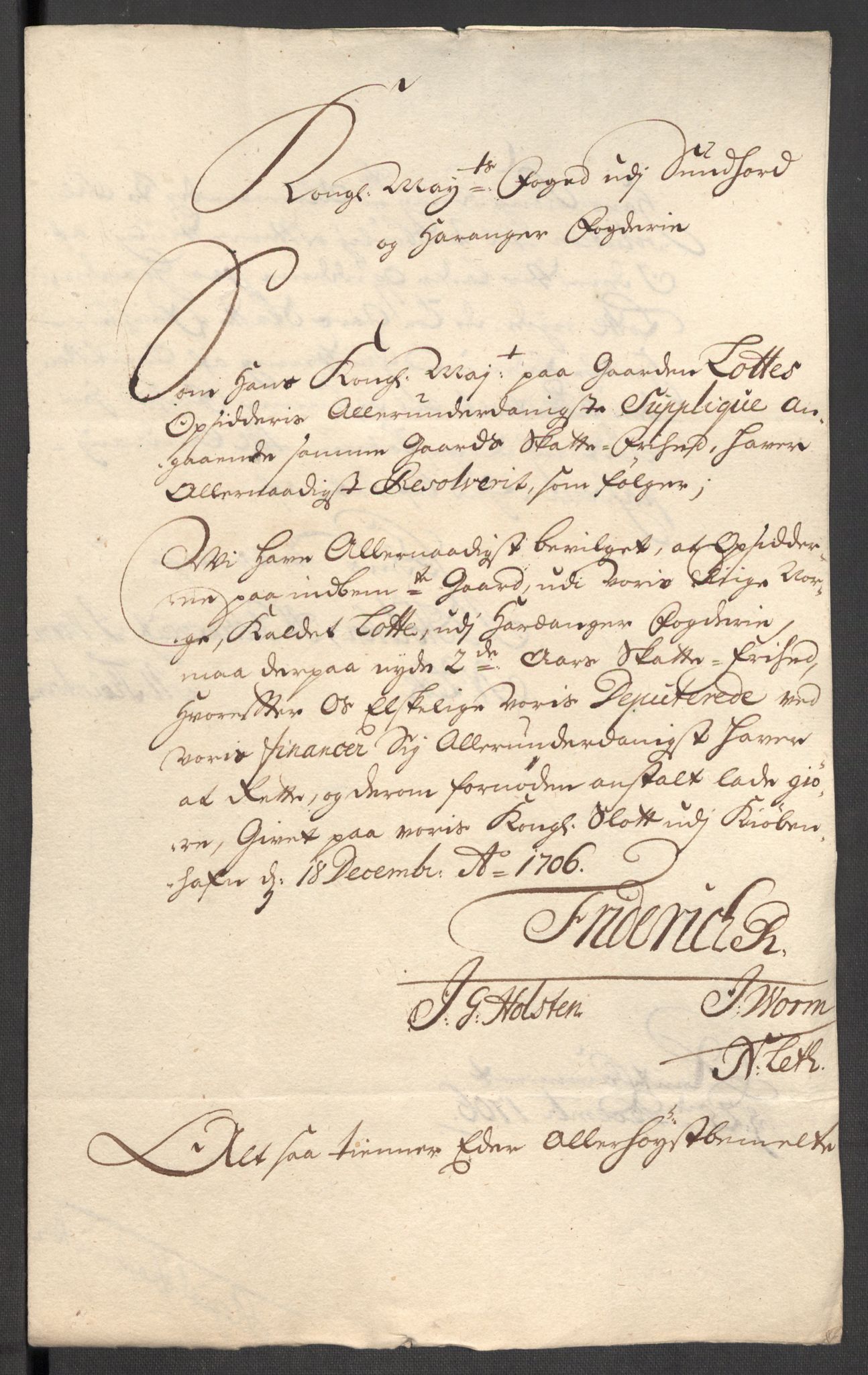 Rentekammeret inntil 1814, Reviderte regnskaper, Fogderegnskap, AV/RA-EA-4092/R48/L2984: Fogderegnskap Sunnhordland og Hardanger, 1706-1707, p. 272