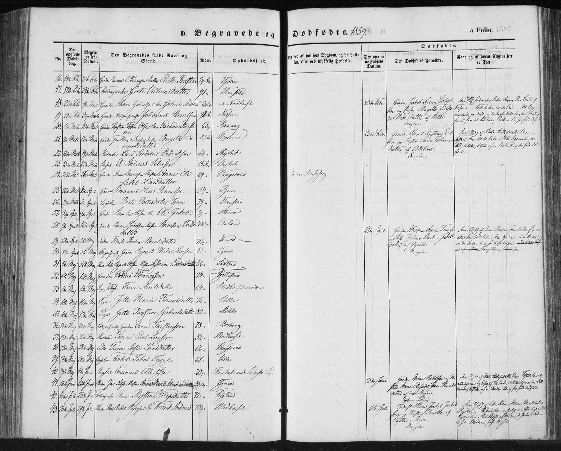 Lista sokneprestkontor, SAK/1111-0027/F/Fa/L0010: Parish register (official) no. A 10, 1846-1861, p. 359