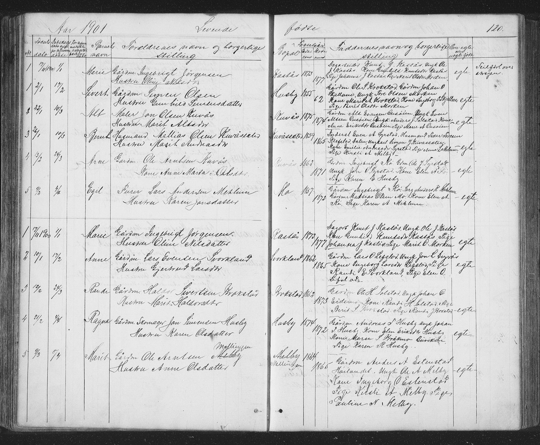 Ministerialprotokoller, klokkerbøker og fødselsregistre - Sør-Trøndelag, SAT/A-1456/667/L0798: Parish register (copy) no. 667C03, 1867-1929, p. 120