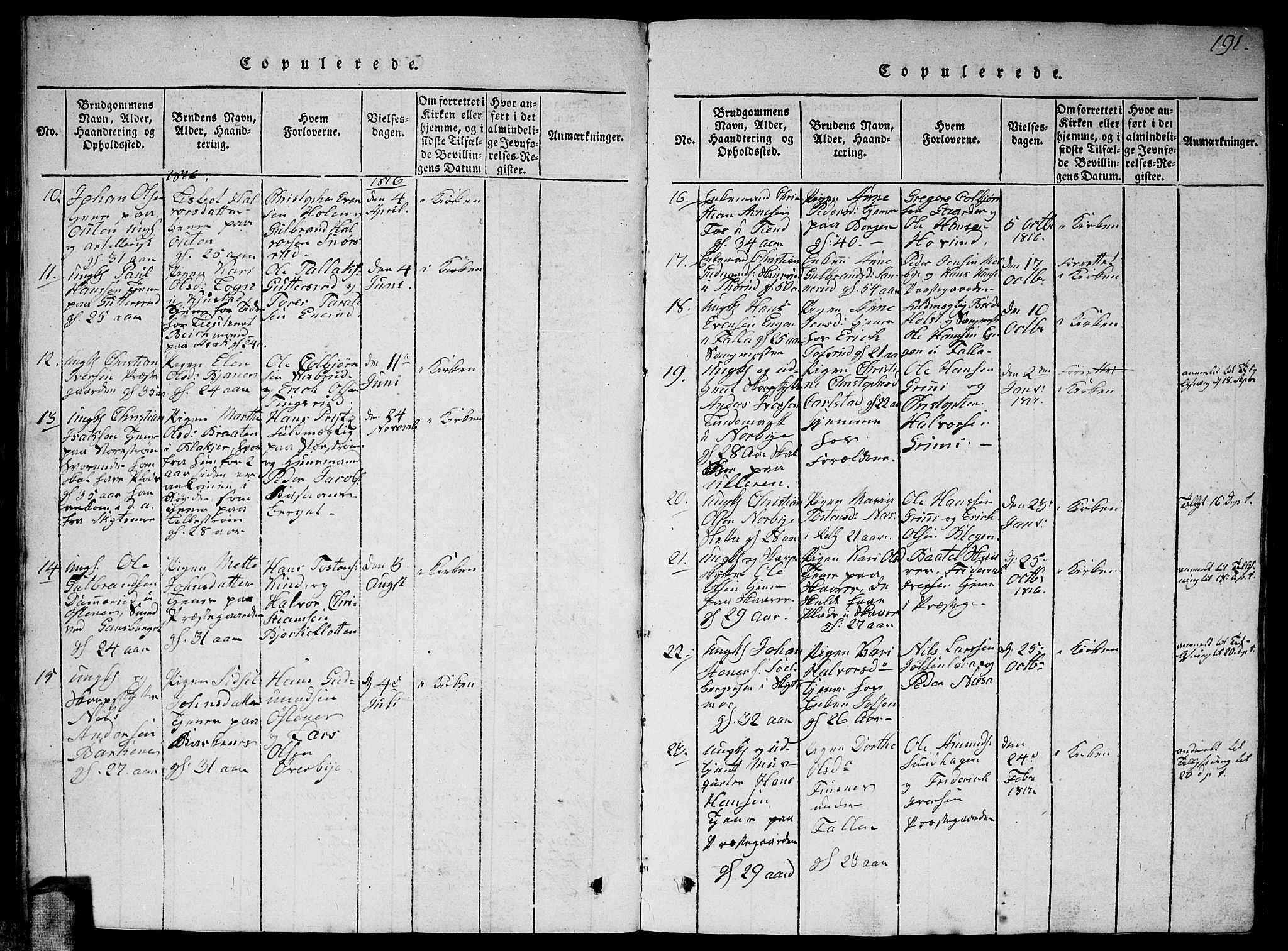 Fet prestekontor Kirkebøker, AV/SAO-A-10370a/G/Ga/L0001: Parish register (copy) no. I 1, 1815-1842, p. 191