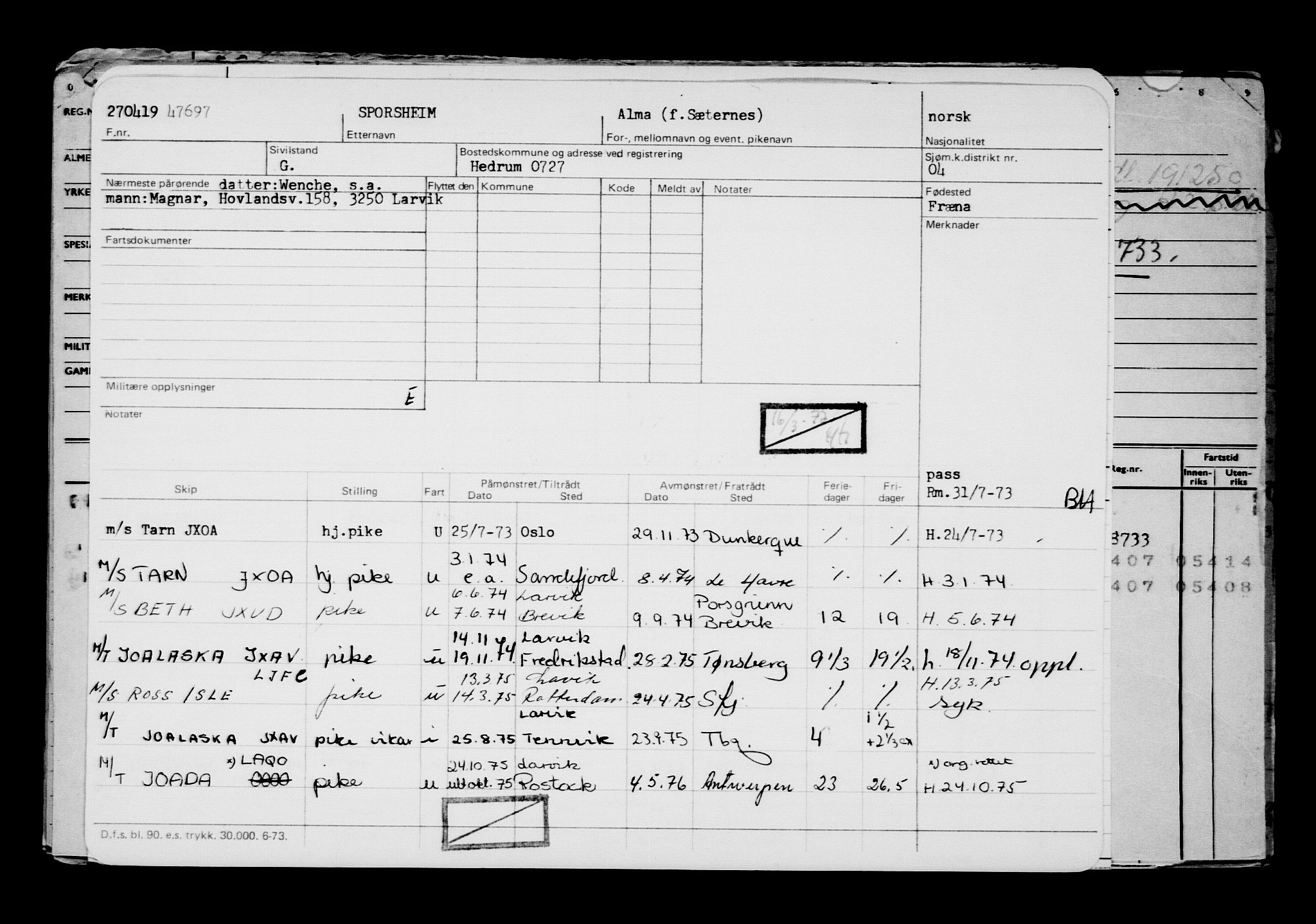 Direktoratet for sjømenn, AV/RA-S-3545/G/Gb/L0168: Hovedkort, 1919, p. 267