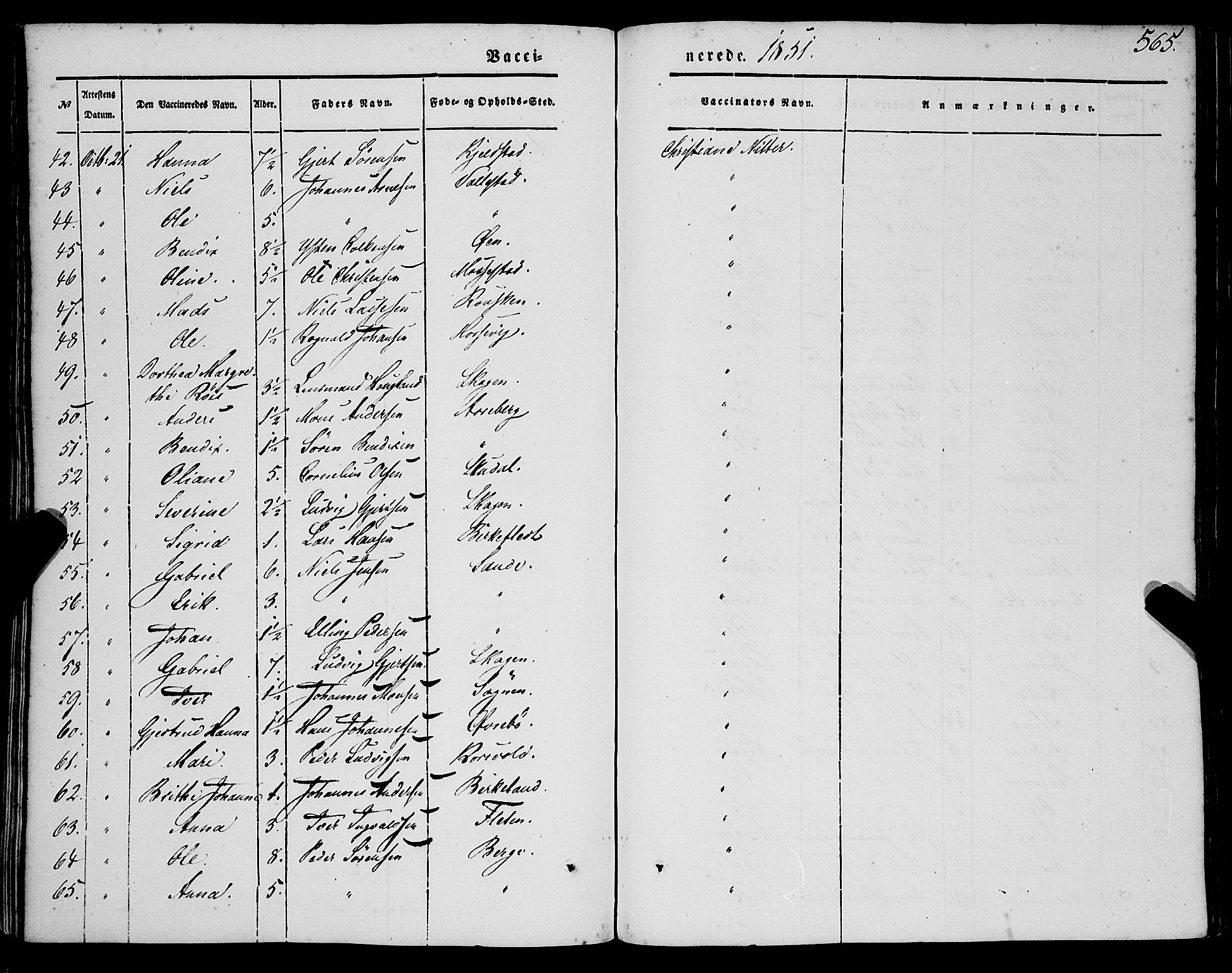 Gaular sokneprestembete, SAB/A-80001/H/Haa: Parish register (official) no. A 4II, 1841-1859, p. 565