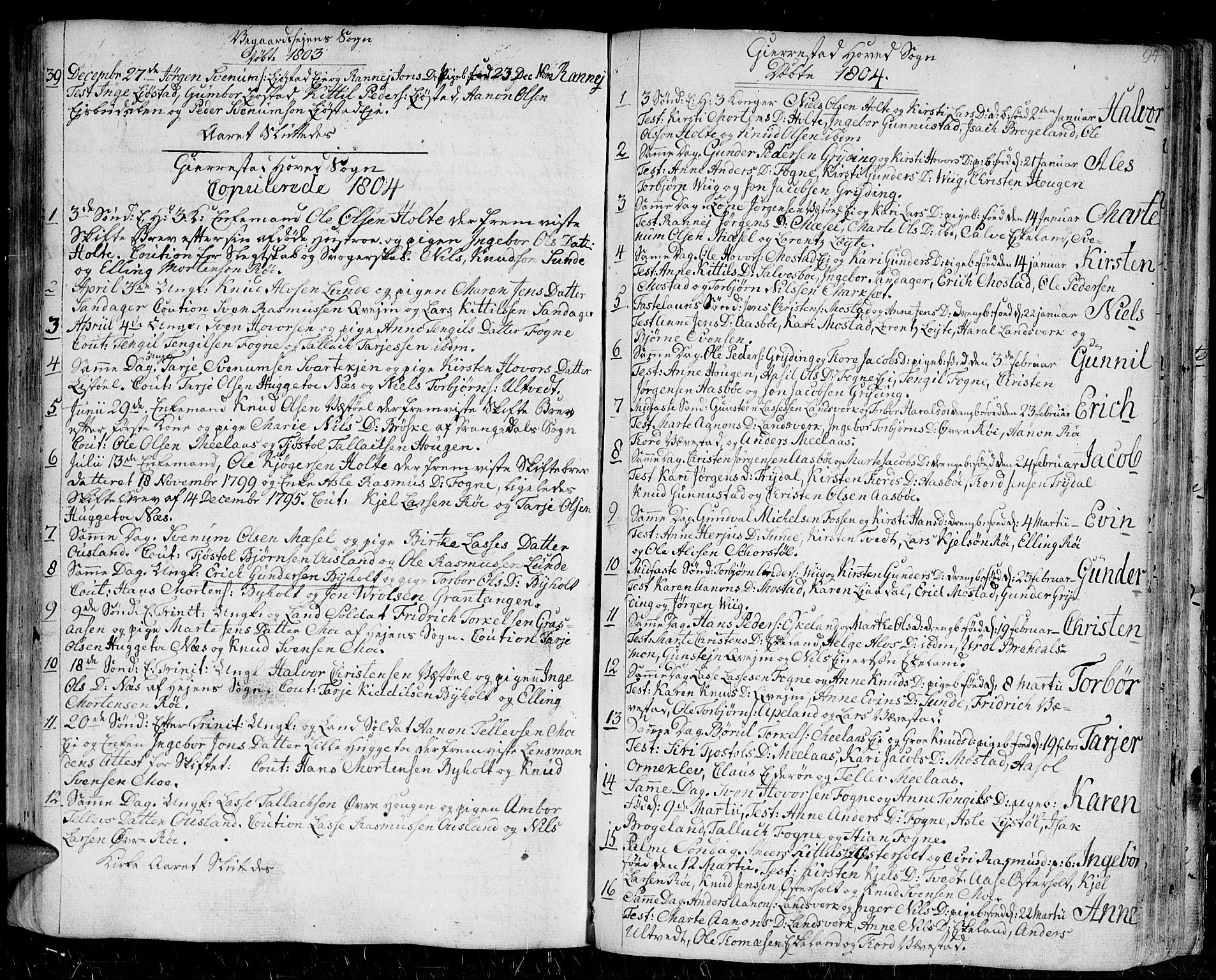 Gjerstad sokneprestkontor, SAK/1111-0014/F/Fa/Faa/L0003: Parish register (official) no. A 3, 1780-1815, p. 94
