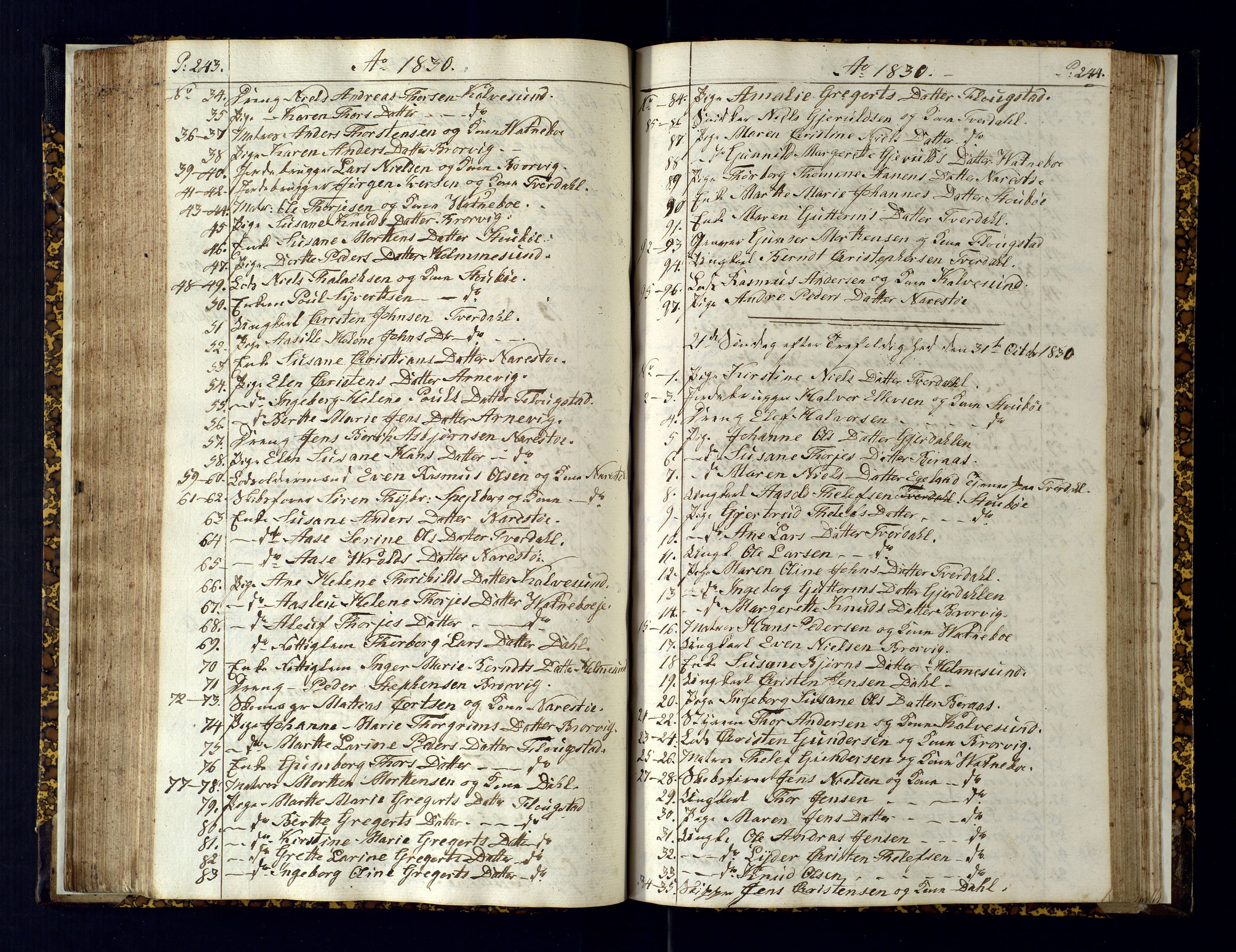 Dypvåg sokneprestkontor, AV/SAK-1111-0007/F/Fc/Fcb/L0001: Communicants register no. C-1, 1813-1840, p. 243-244