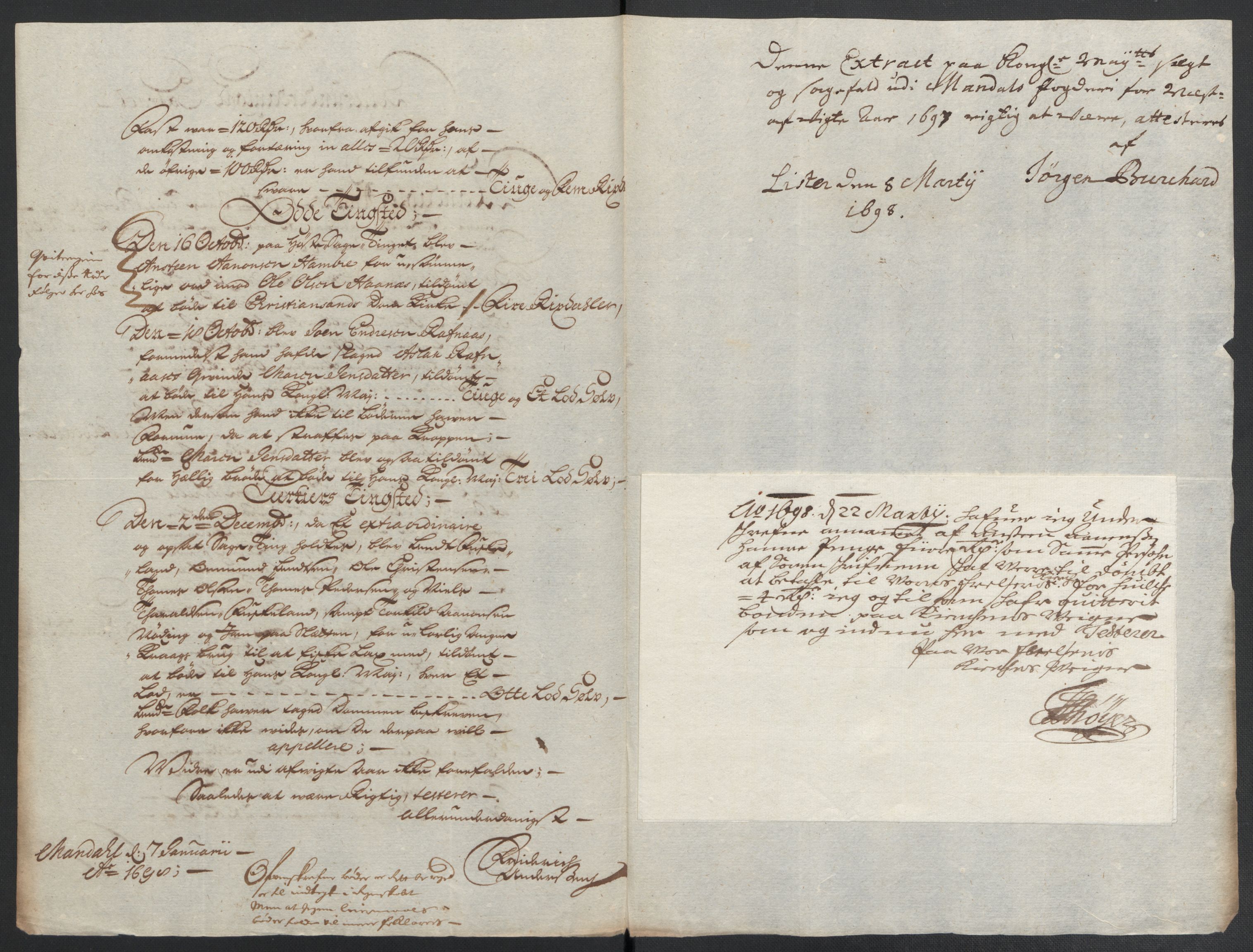 Rentekammeret inntil 1814, Reviderte regnskaper, Fogderegnskap, RA/EA-4092/R43/L2546: Fogderegnskap Lista og Mandal, 1696-1697, p. 222